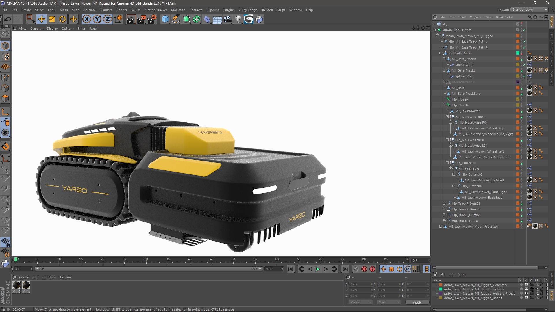 3D model Yarbo Lawn Mower M1 Rigged for Cinema 4D