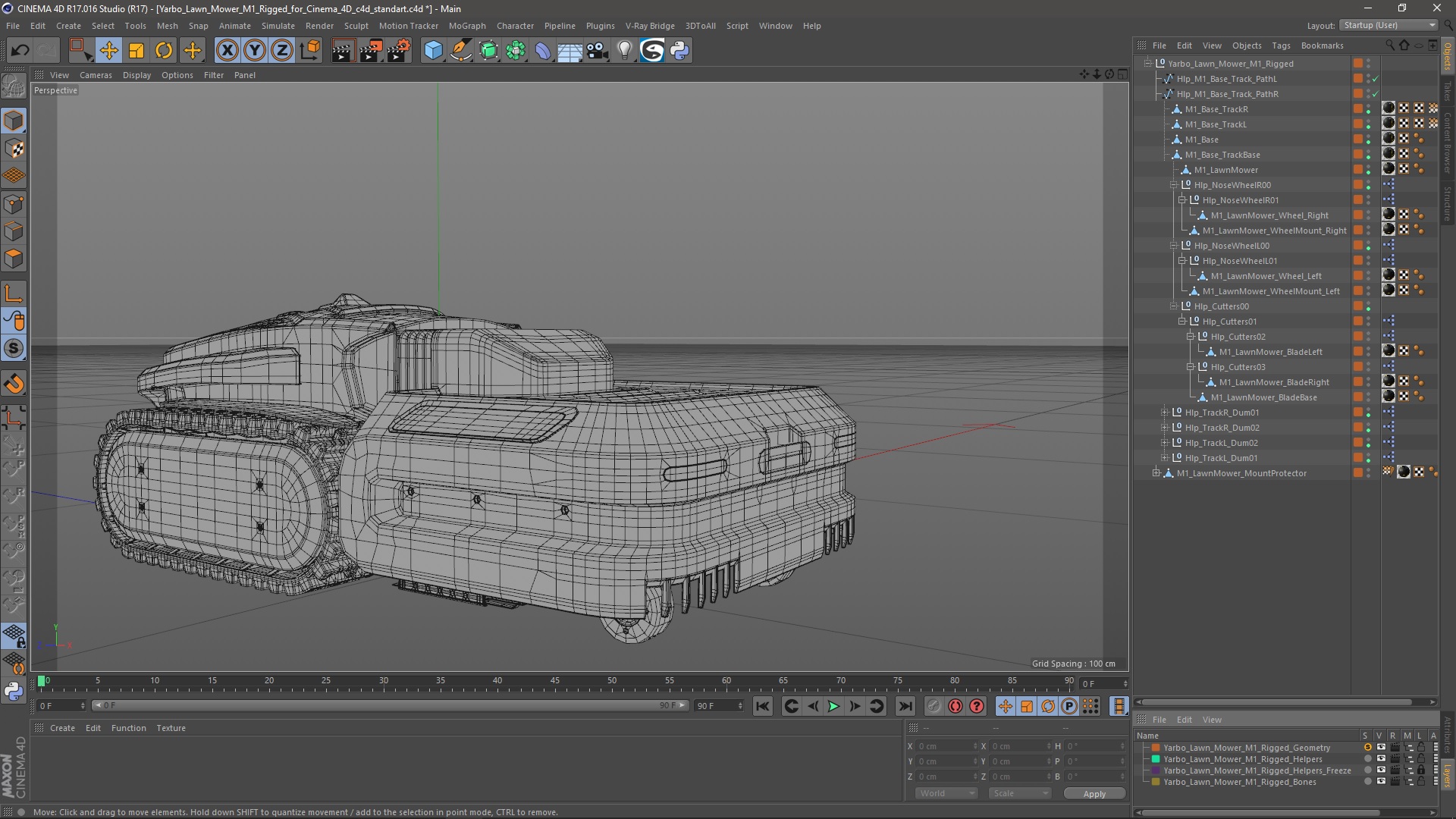 3D model Yarbo Lawn Mower M1 Rigged for Cinema 4D