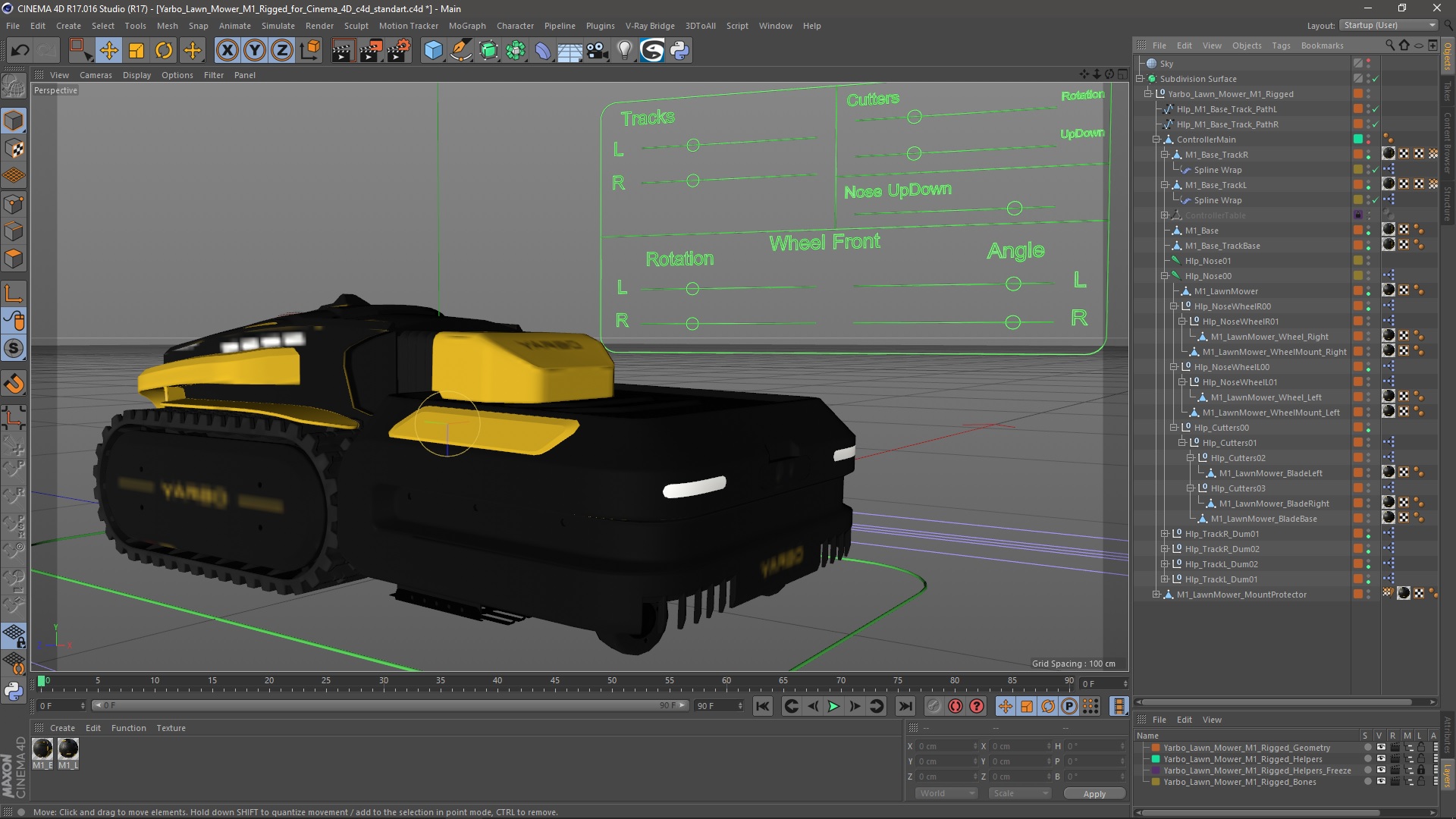 3D model Yarbo Lawn Mower M1 Rigged for Cinema 4D