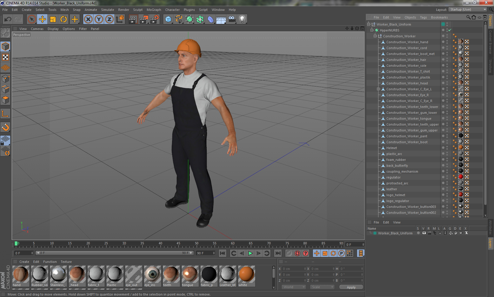 3D model Worker Black Uniform