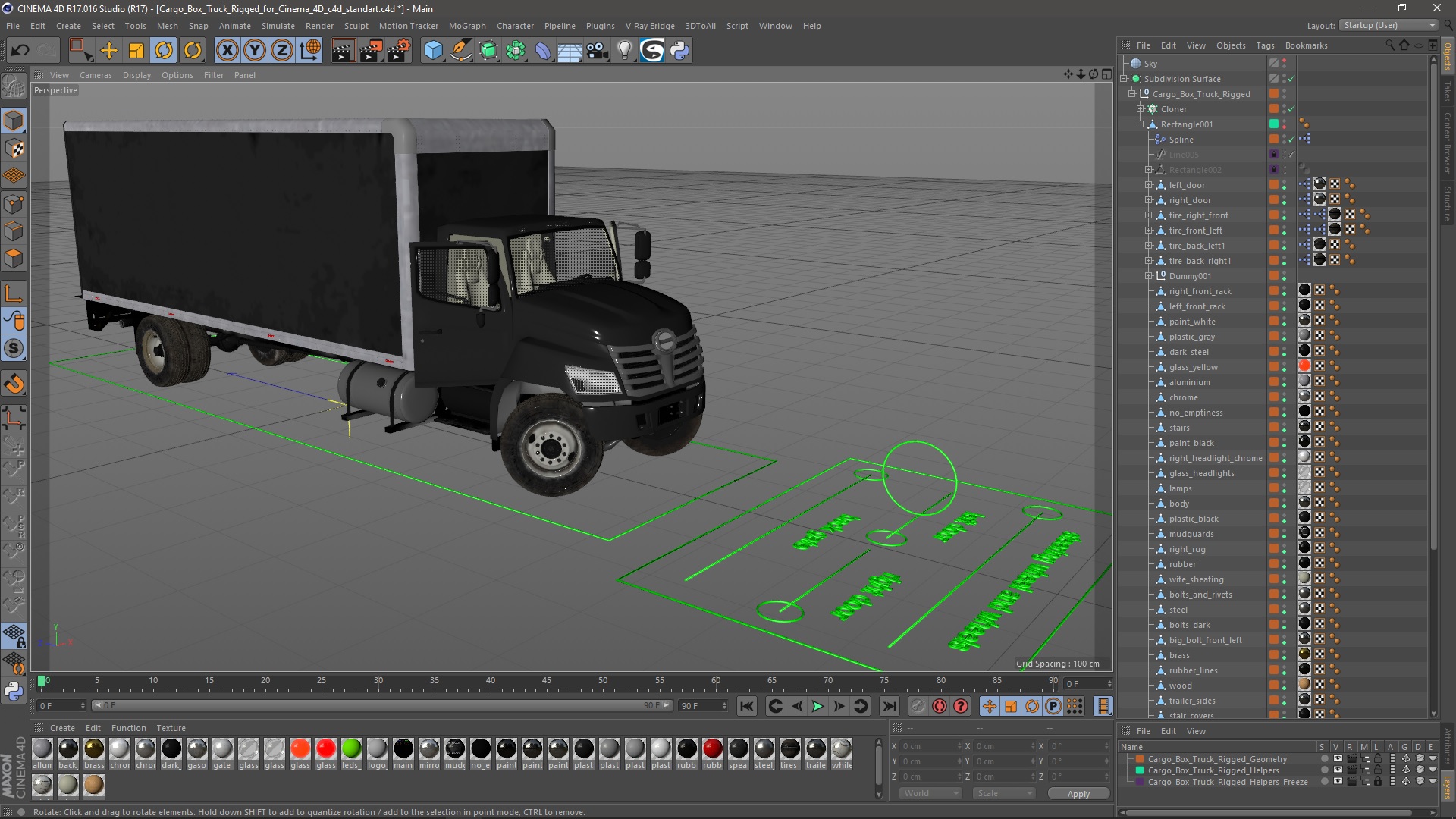 3D Cargo Box Truck Rigged for Cinema 4D