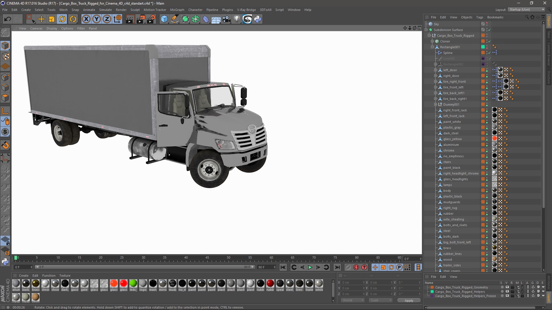 3D Cargo Box Truck Rigged for Cinema 4D