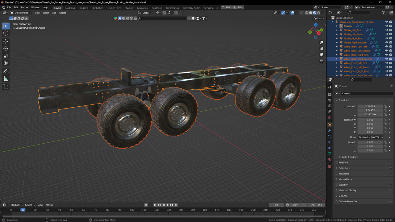 3D model Chassis for Super Heavy Trucks