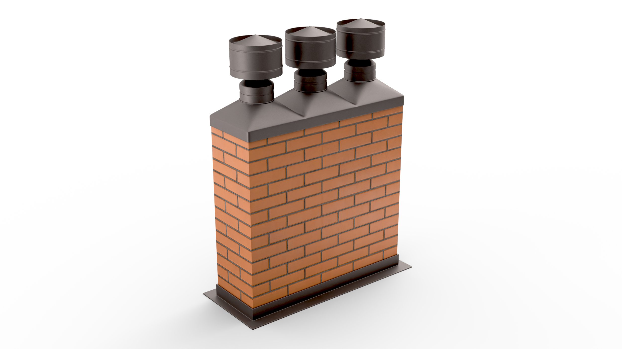 3D model Brick Triple Chimney