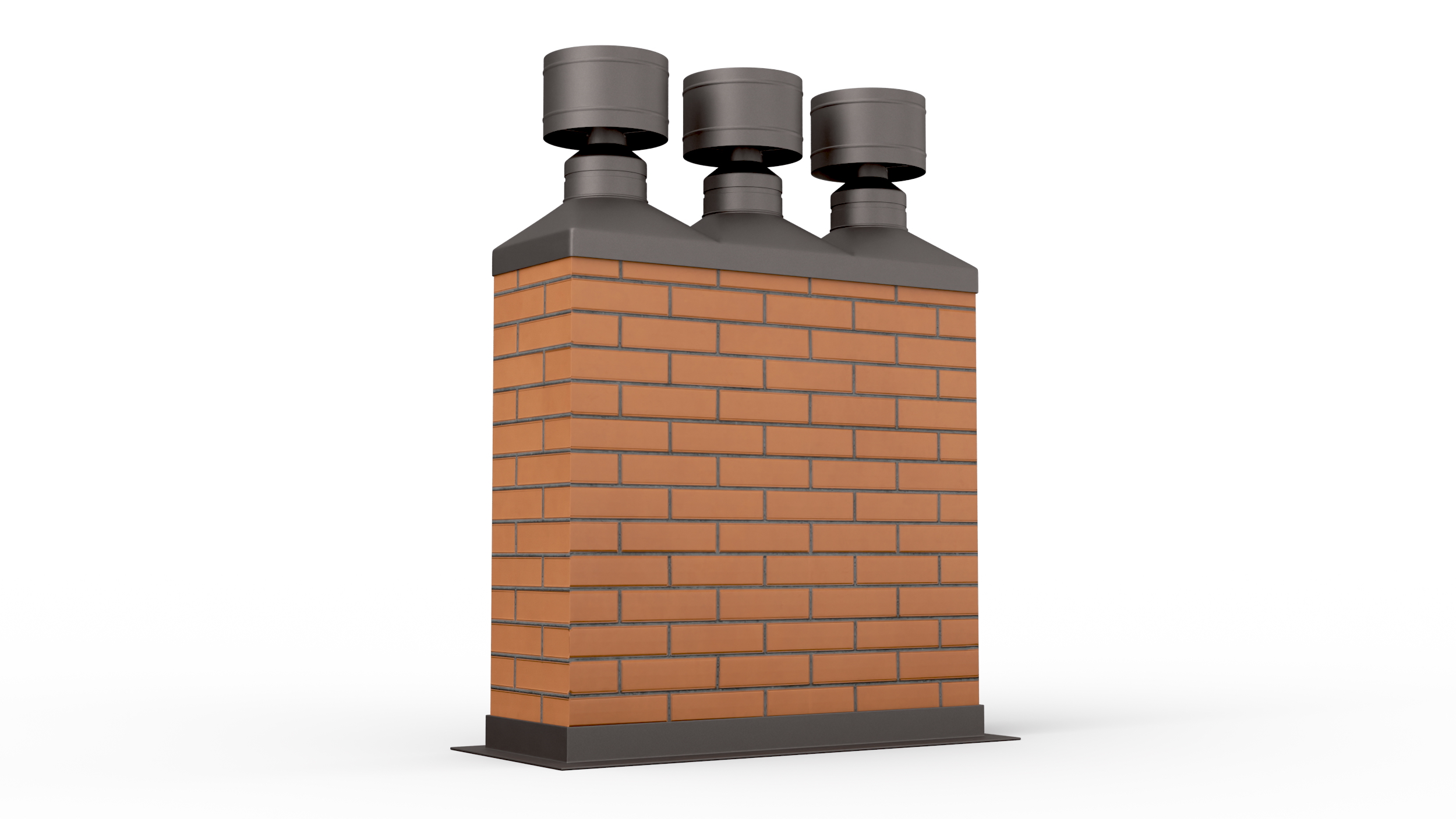 3D model Brick Triple Chimney