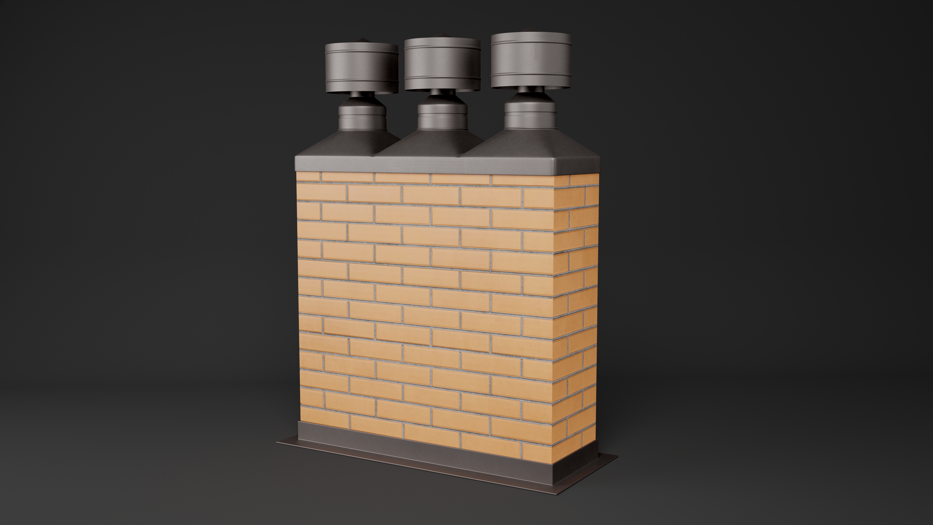 3D model Brick Triple Chimney