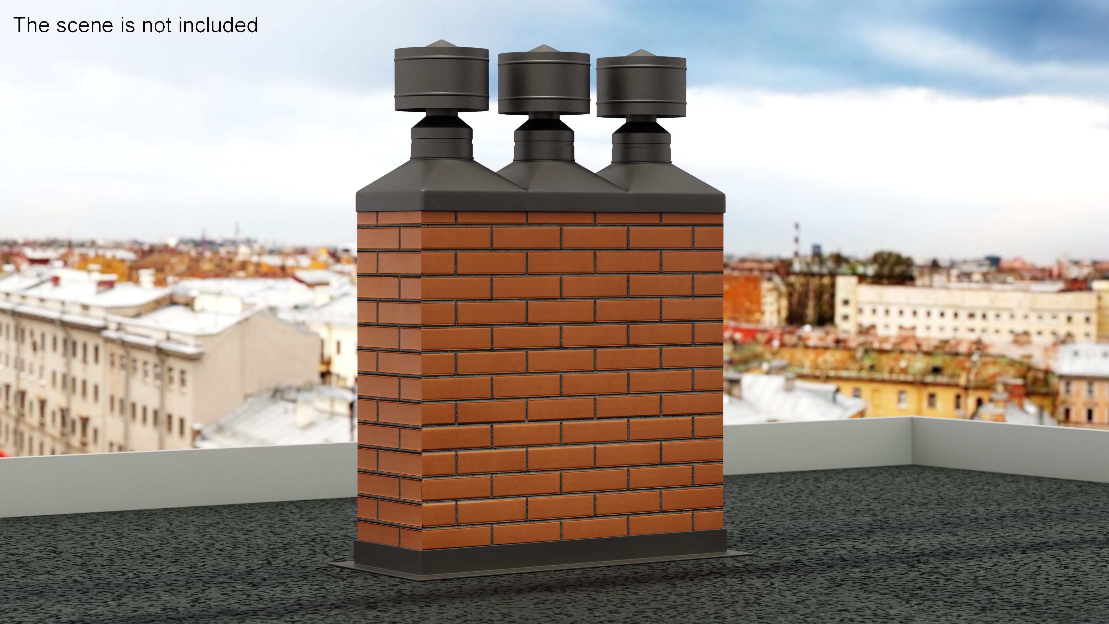 3D model Brick Triple Chimney