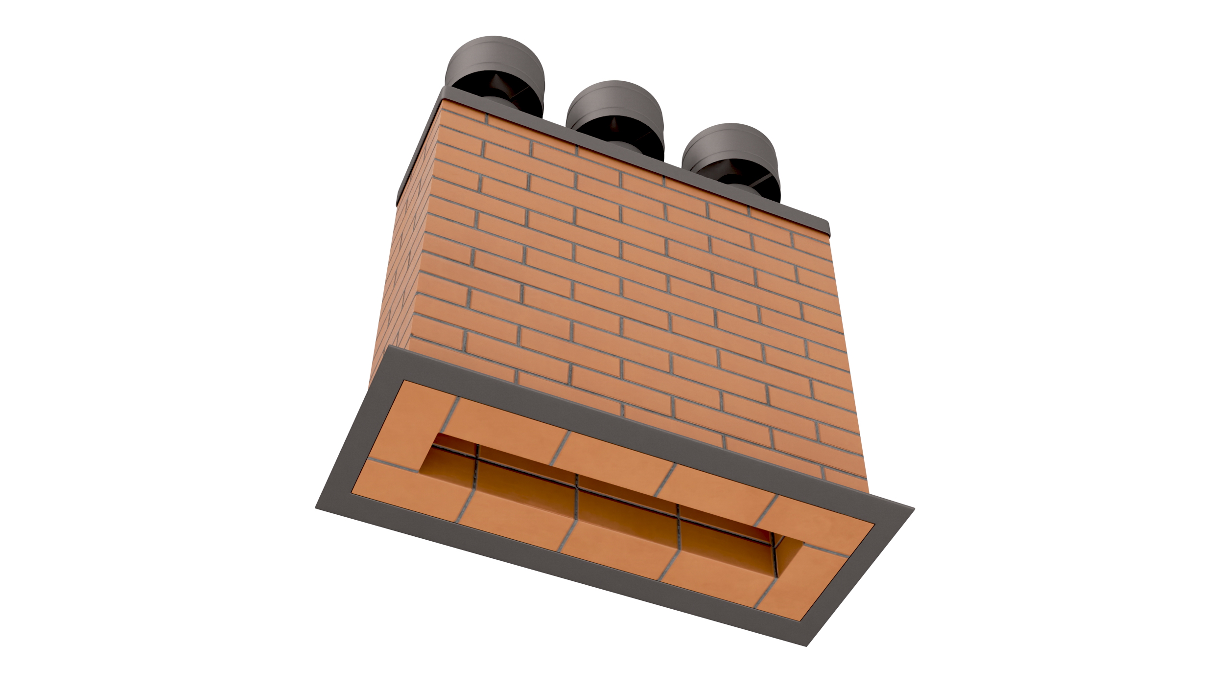 3D model Brick Triple Chimney