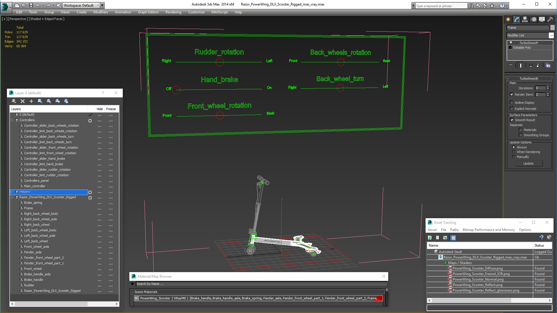 Razor PowerWing DLX Scooter Rigged 3D model