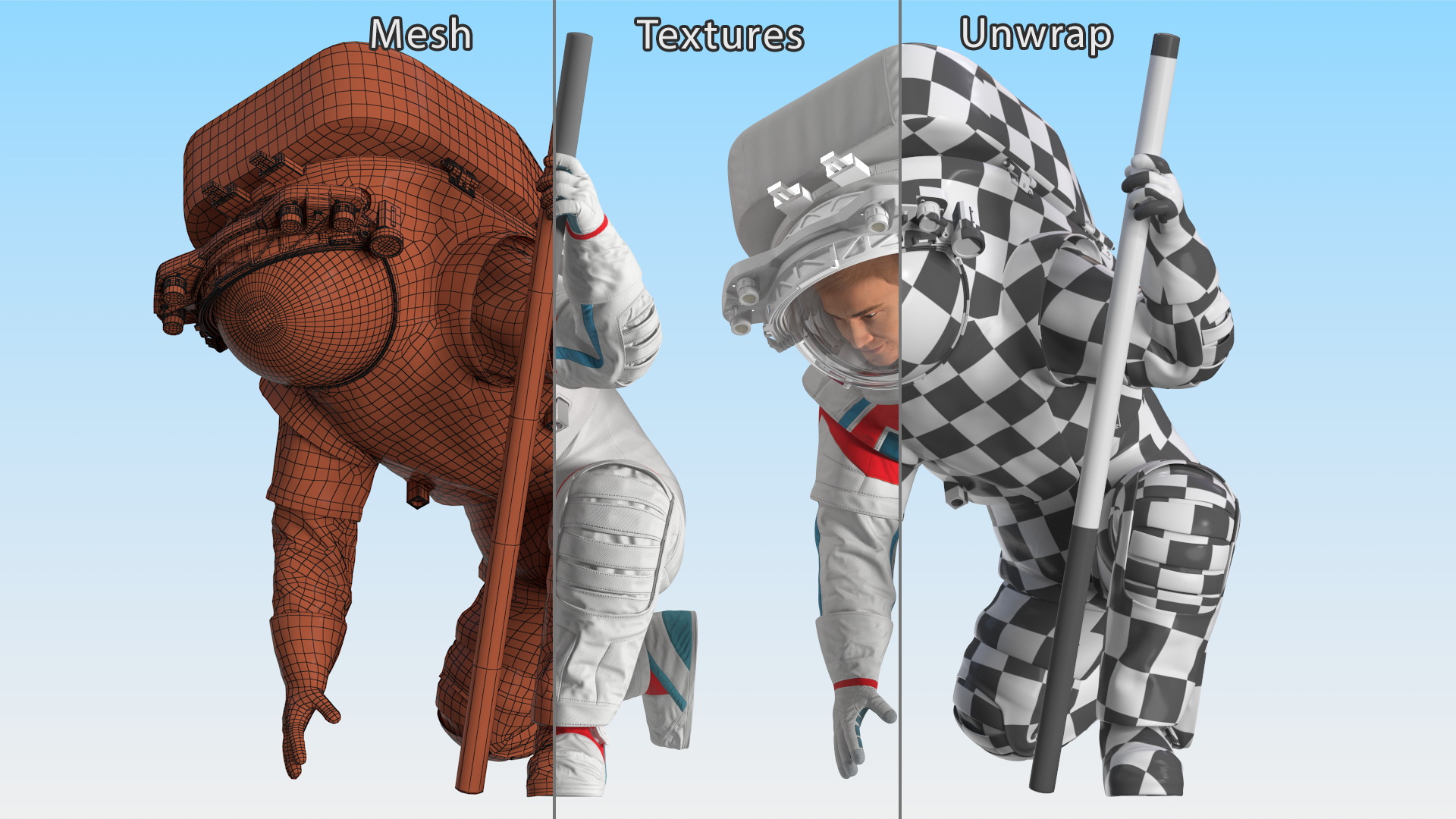 Next Gen Spacesuit on Astronaut Crawling Pose Fur 3D model