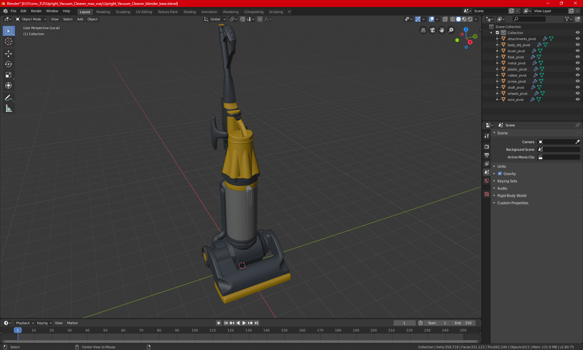 Upright Vacuum Cleaner 3D