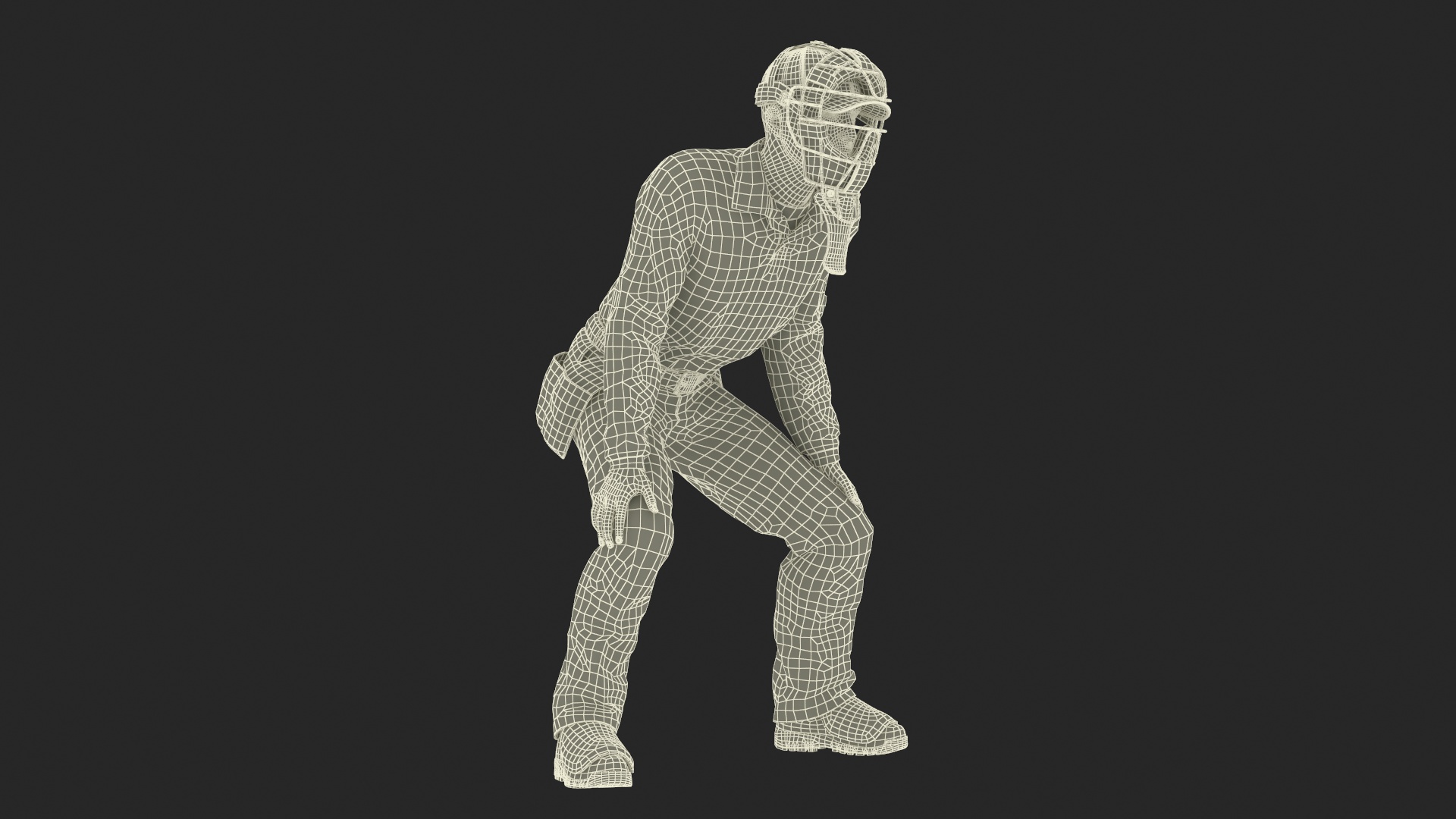 Baseball Umpire with Protective Mask Ready Pose 3D