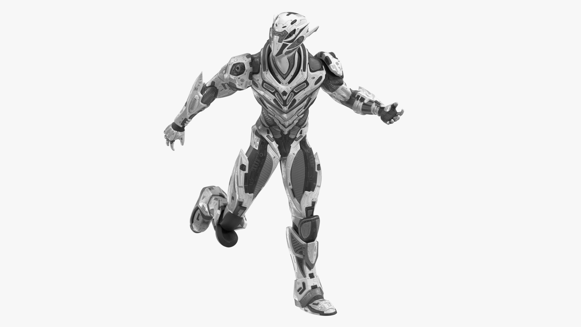 3D model Sci-Fi Combat Robot Character Rigged for Maya