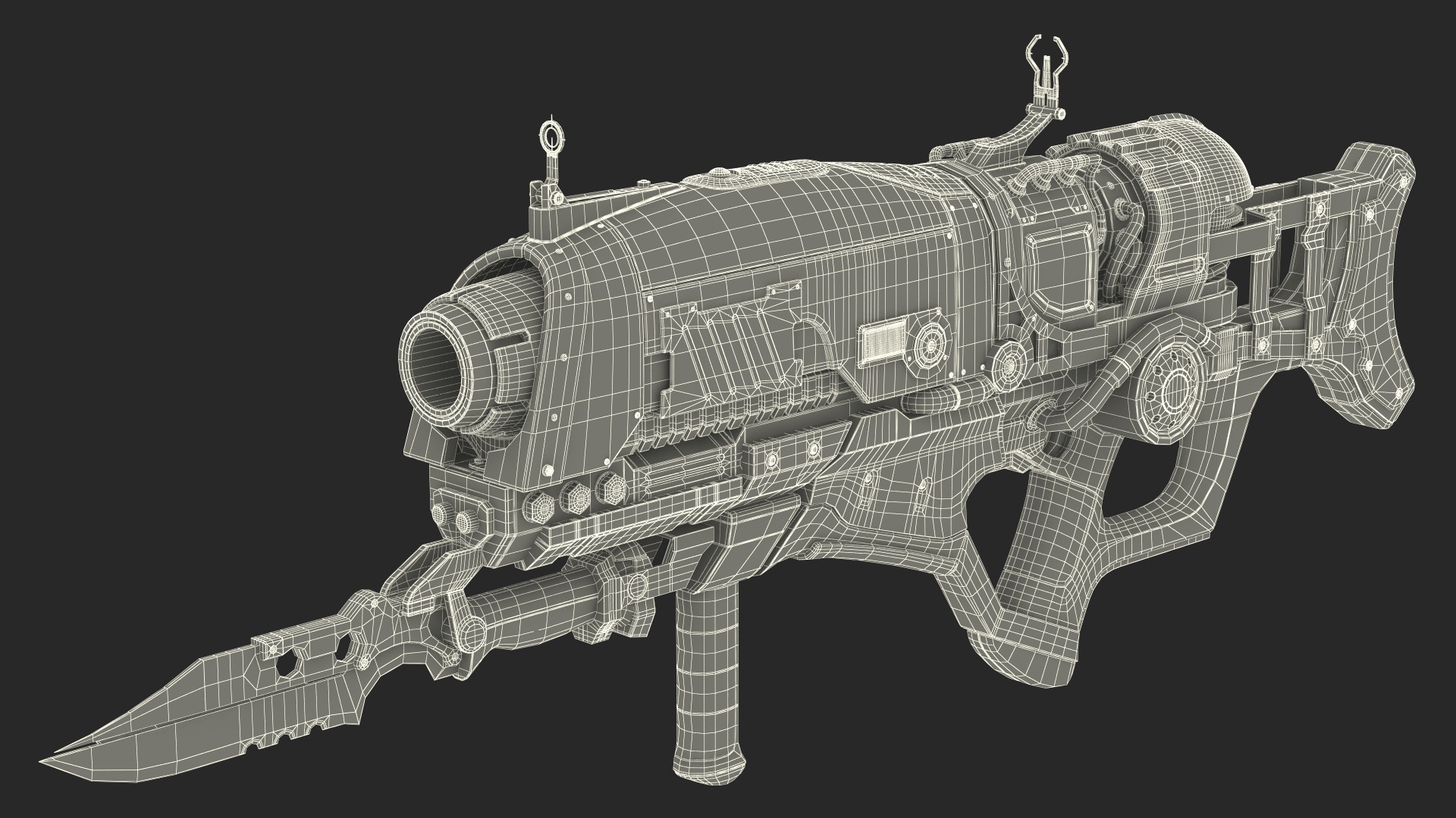 3D model Assault Rifle Concept with Bayonet Black