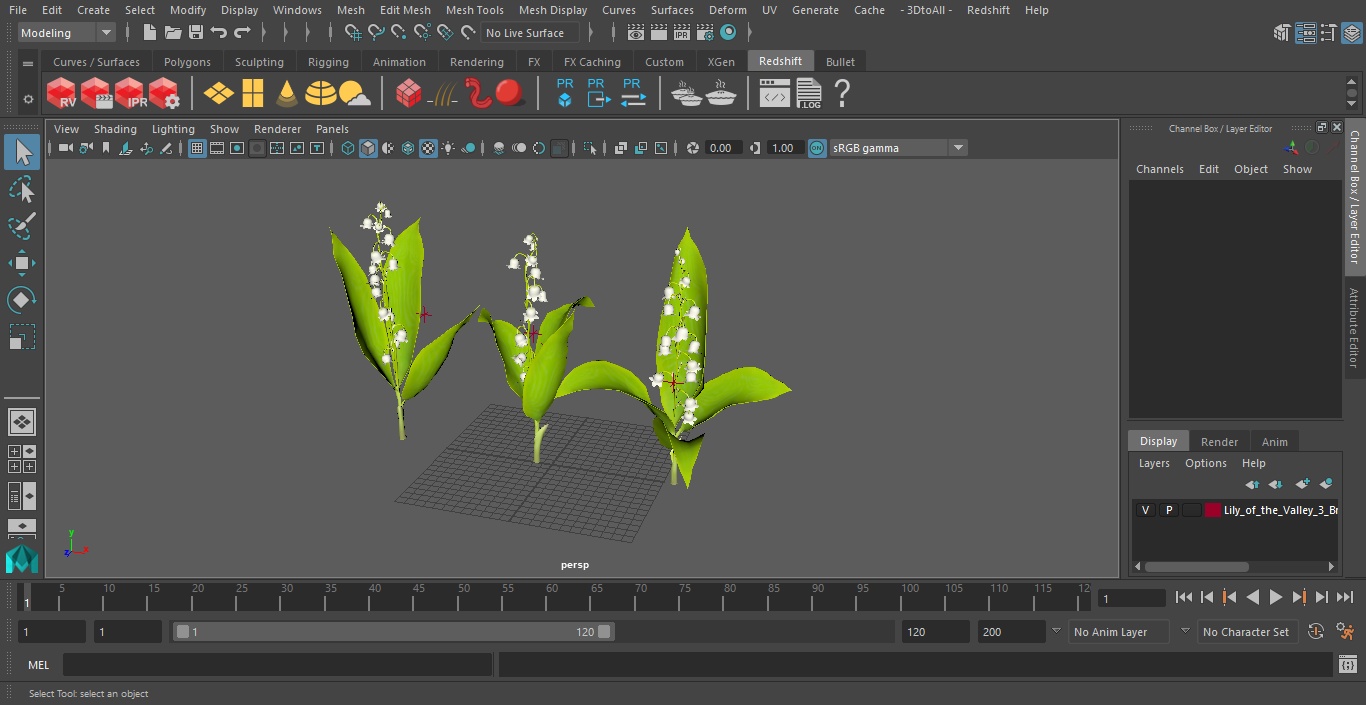 Lily of the Valley 3 Branches 3D model