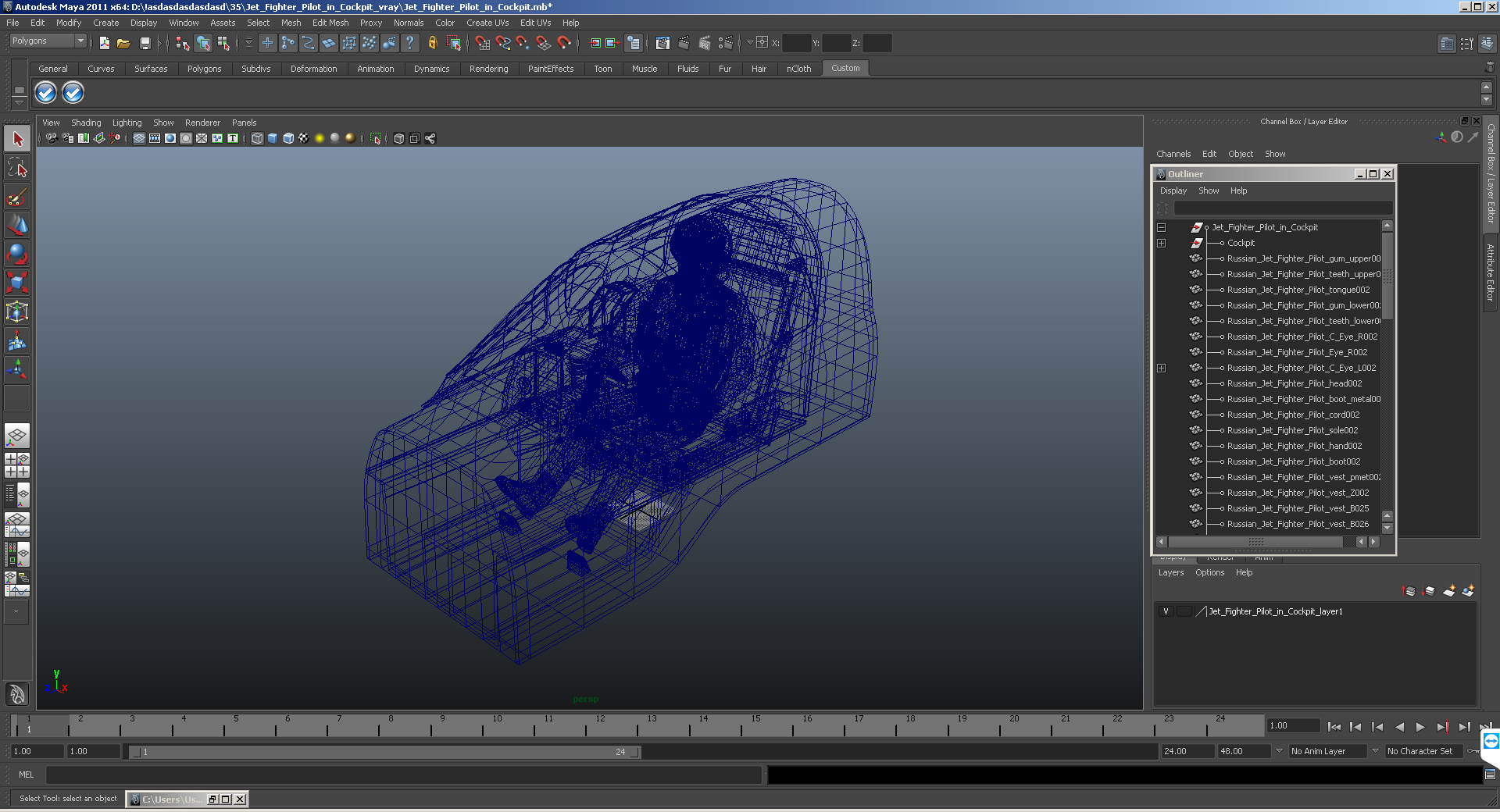 3D Jet Fighter Pilot in Cockpit model