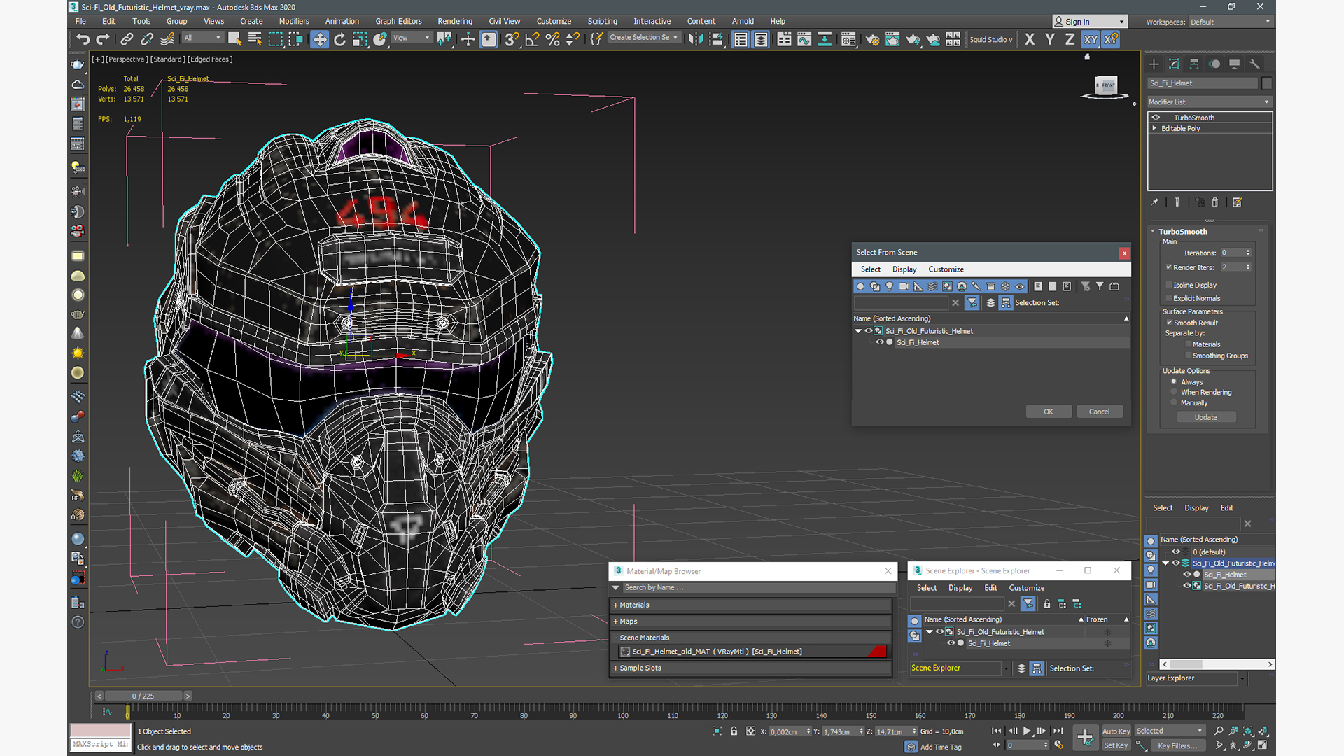 3D Sci-Fi Old Futuristic Helmet model