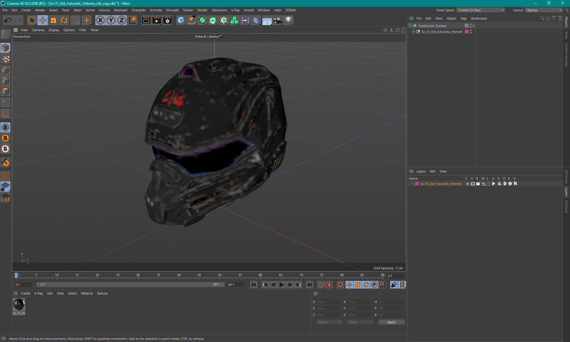 3D Sci-Fi Old Futuristic Helmet model