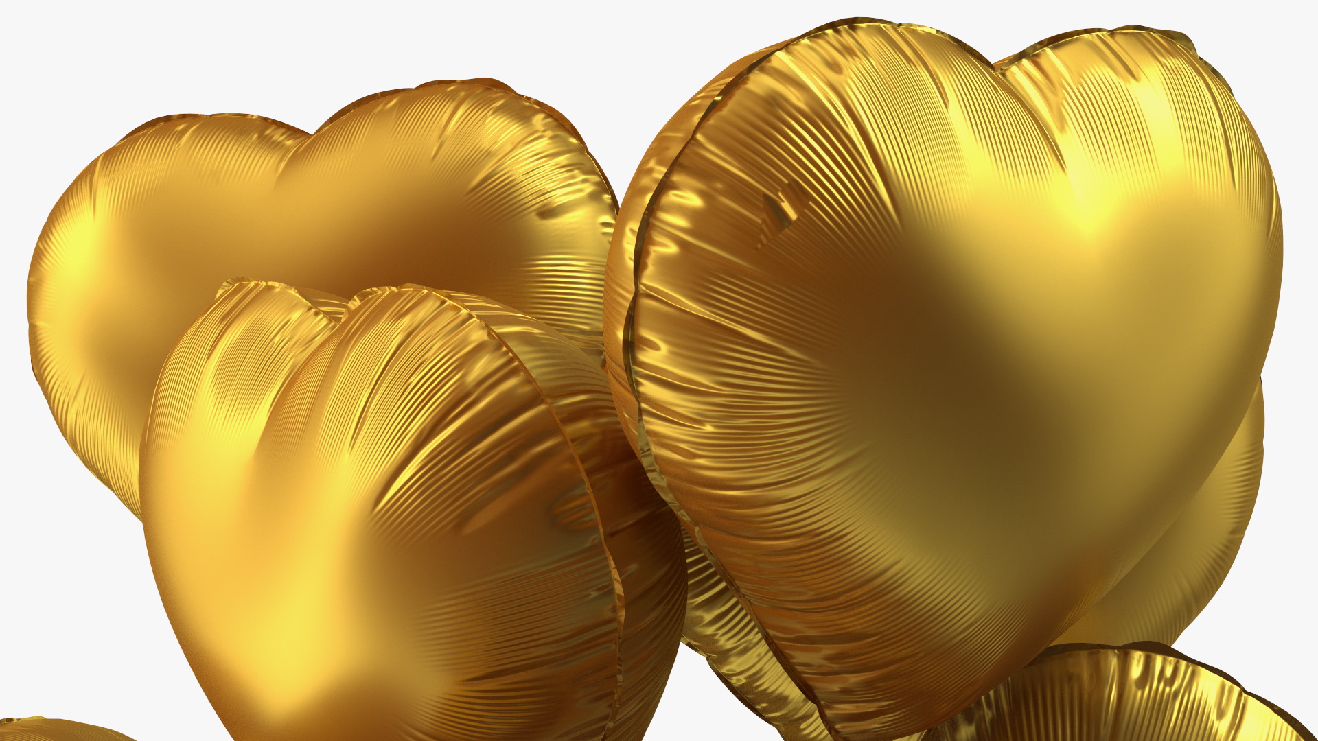 3D model Bouquet of Matte Gold Heart Balloons with Gift Box