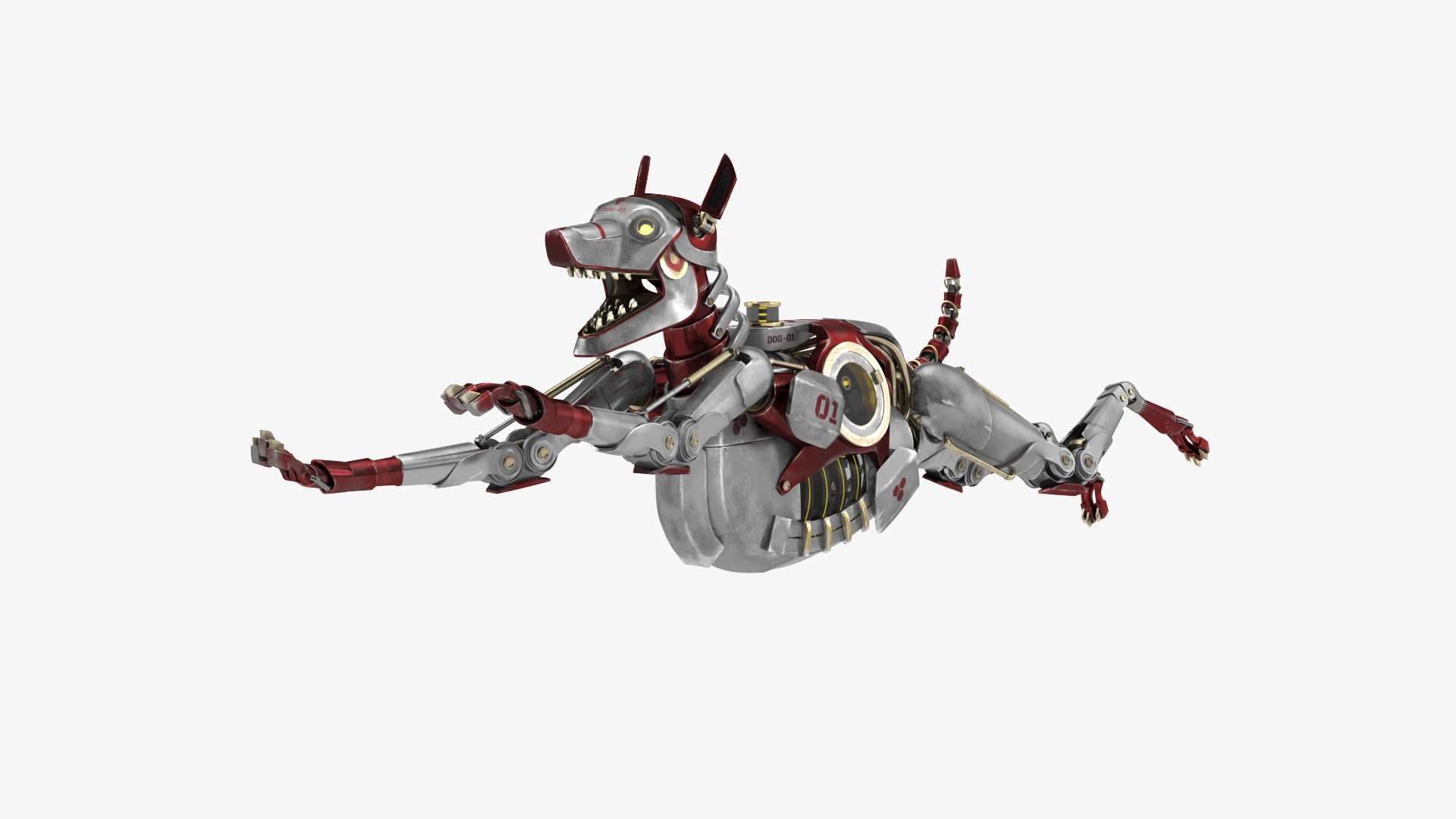 3D Futuristic Robotic Dog Concept Rigged for Cinema 4D