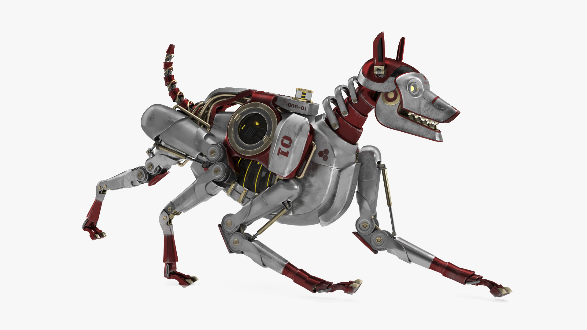 3D Futuristic Robotic Dog Concept Rigged for Cinema 4D