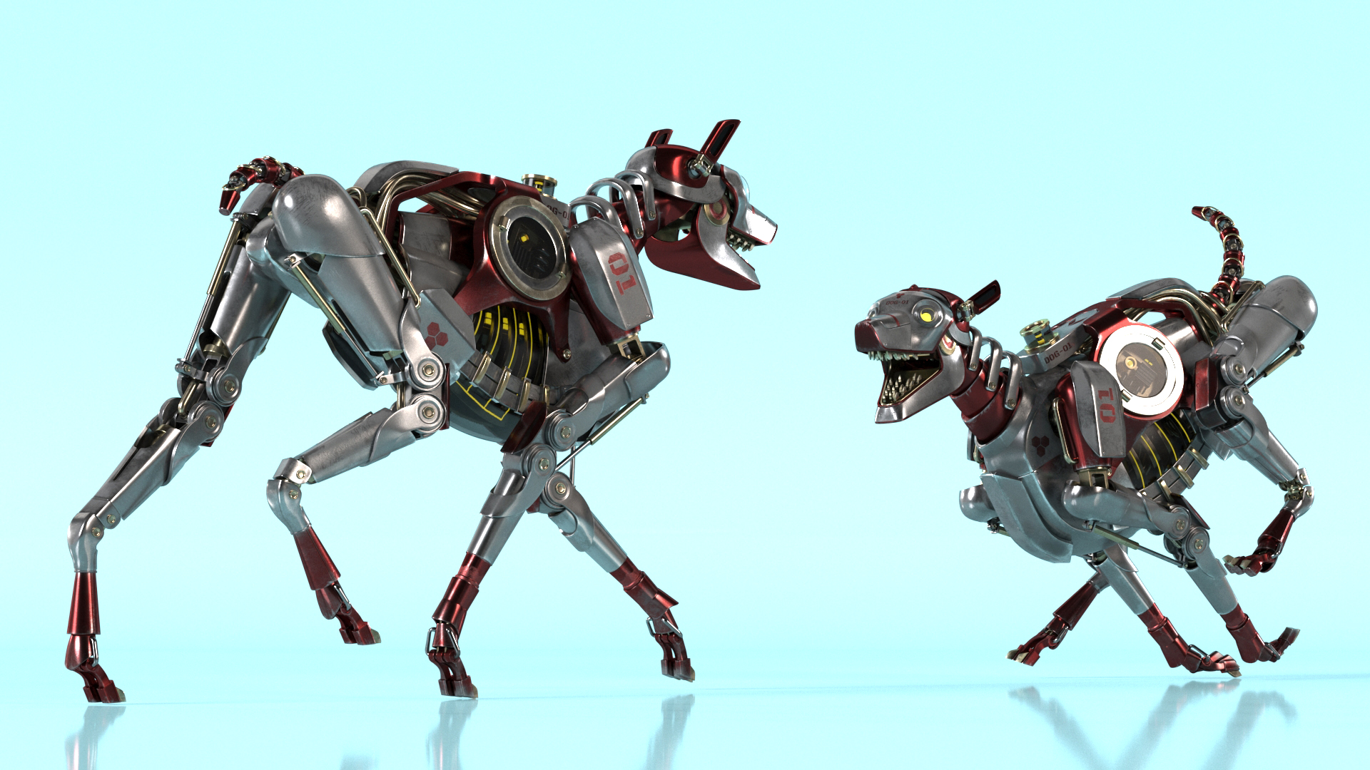 3D Futuristic Robotic Dog Concept Rigged for Cinema 4D