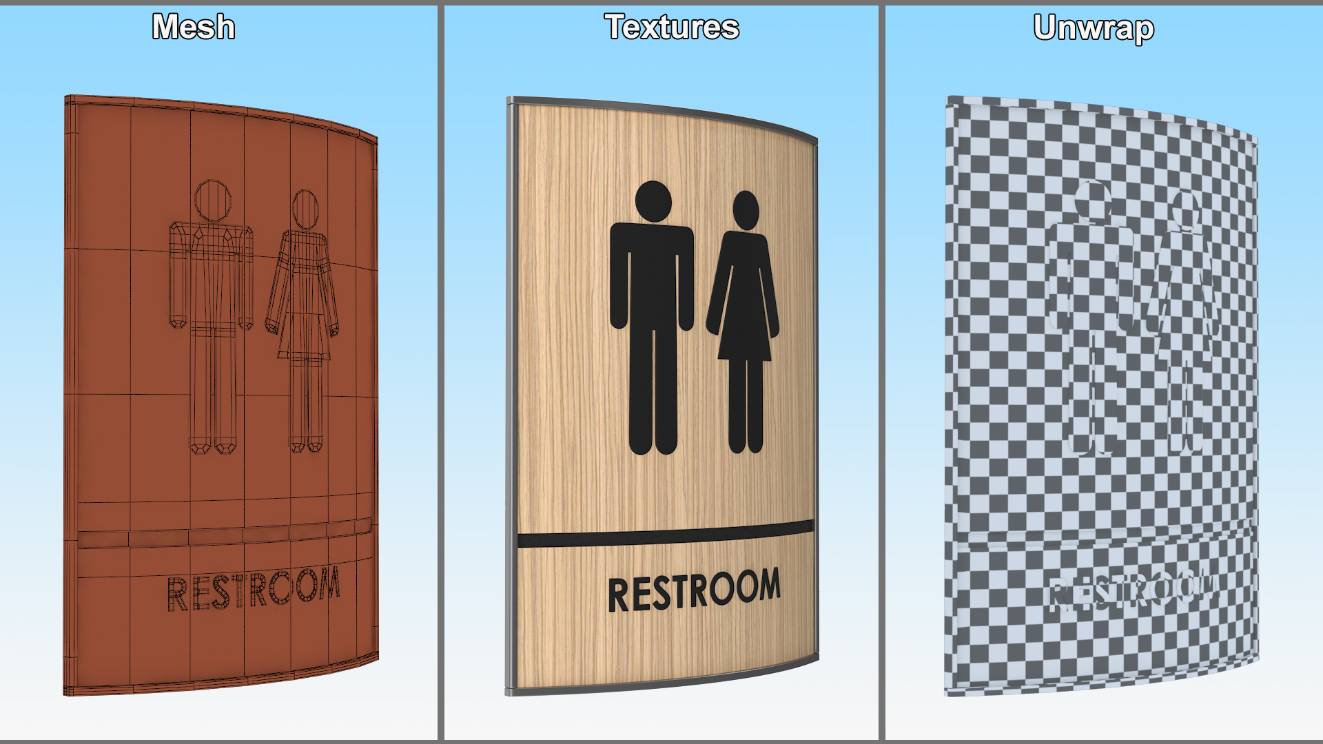 3D model Unisex Restroom Sign