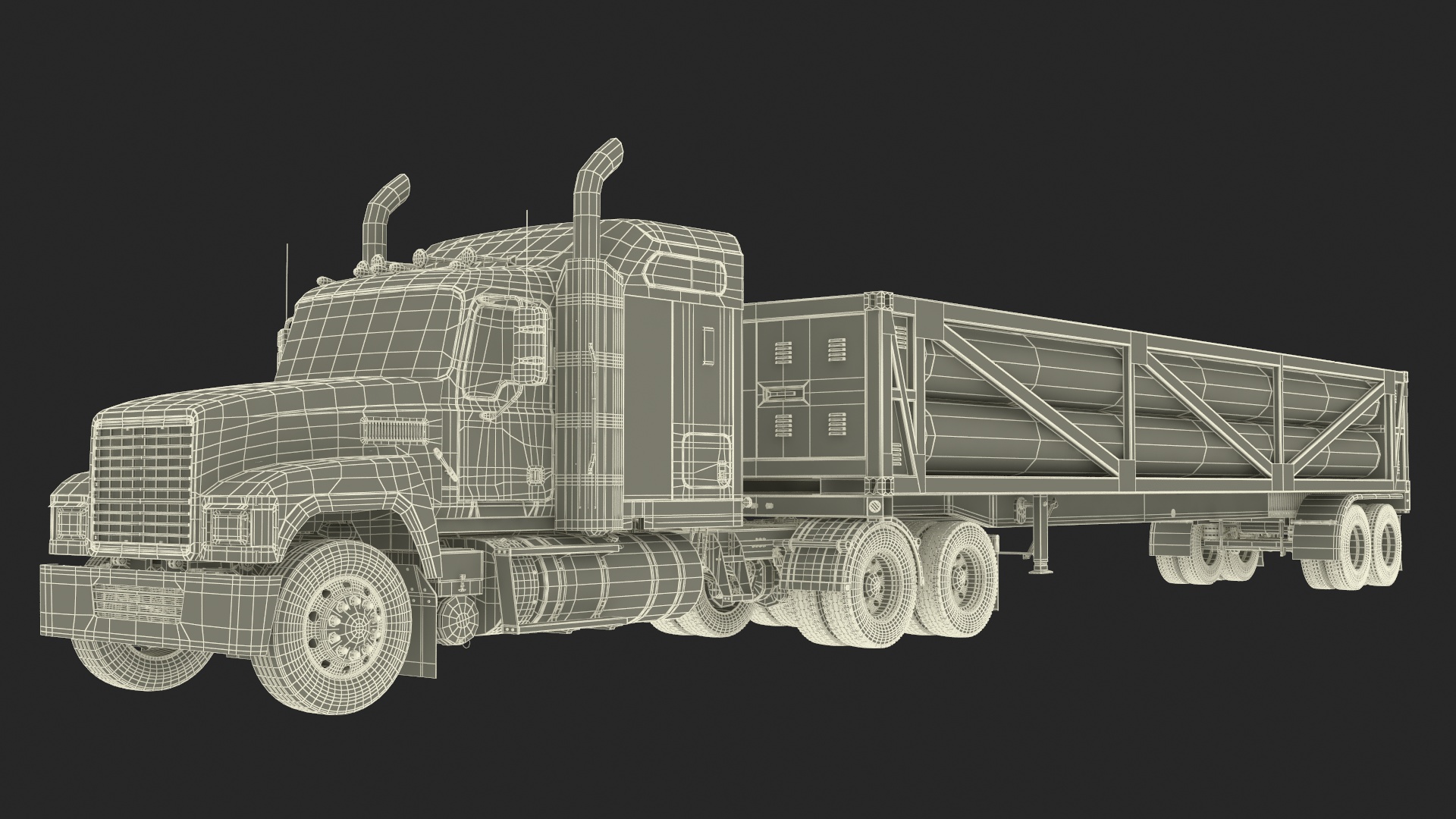 3D model Freight Truck with LNG Transport Trailer