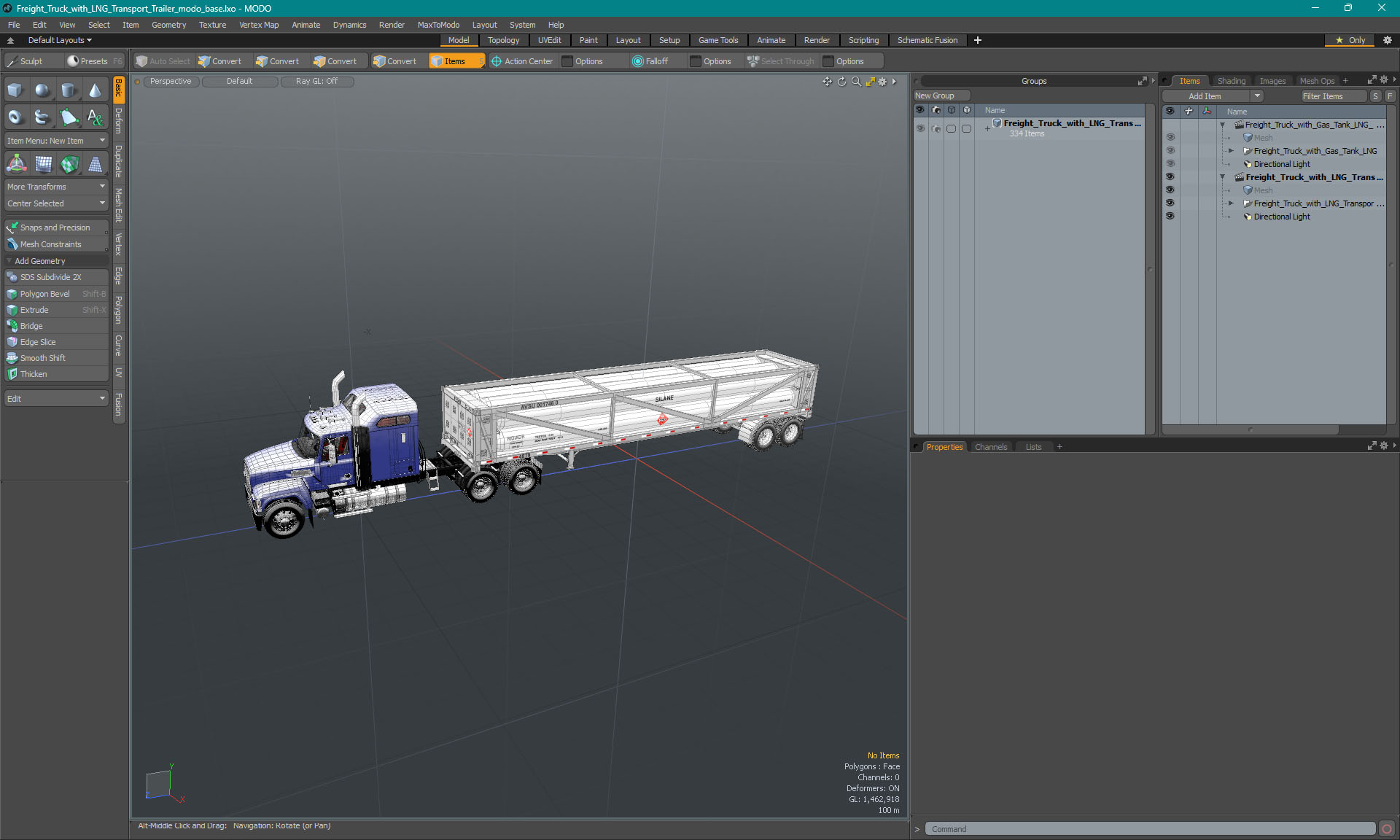 3D model Freight Truck with LNG Transport Trailer