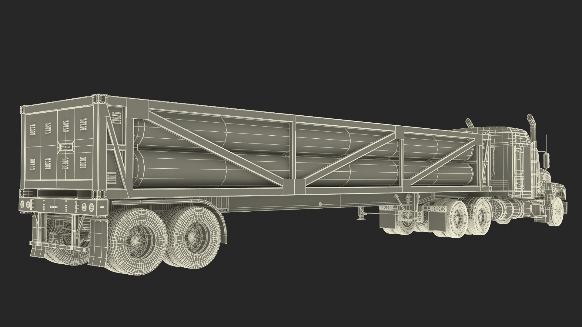 3D model Freight Truck with LNG Transport Trailer