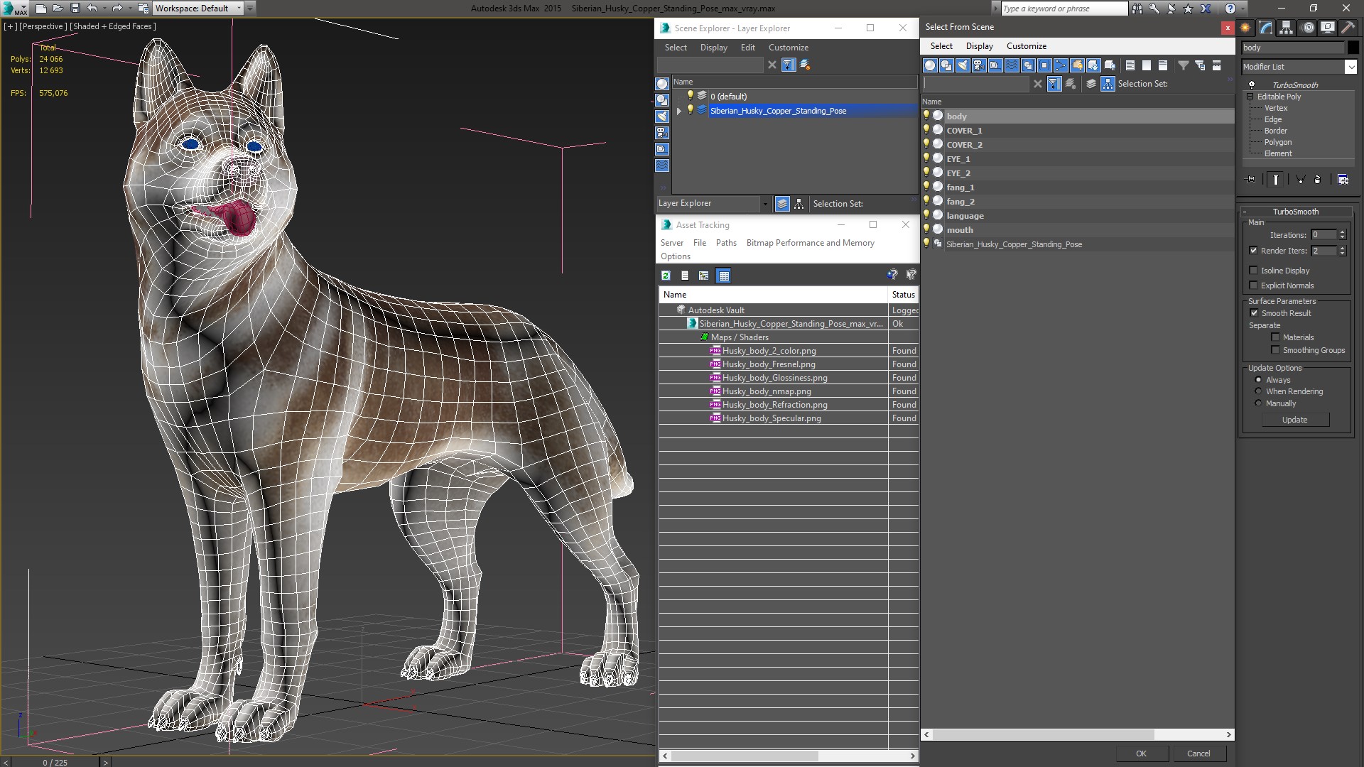 3D model Siberian Husky Copper Standing Pose