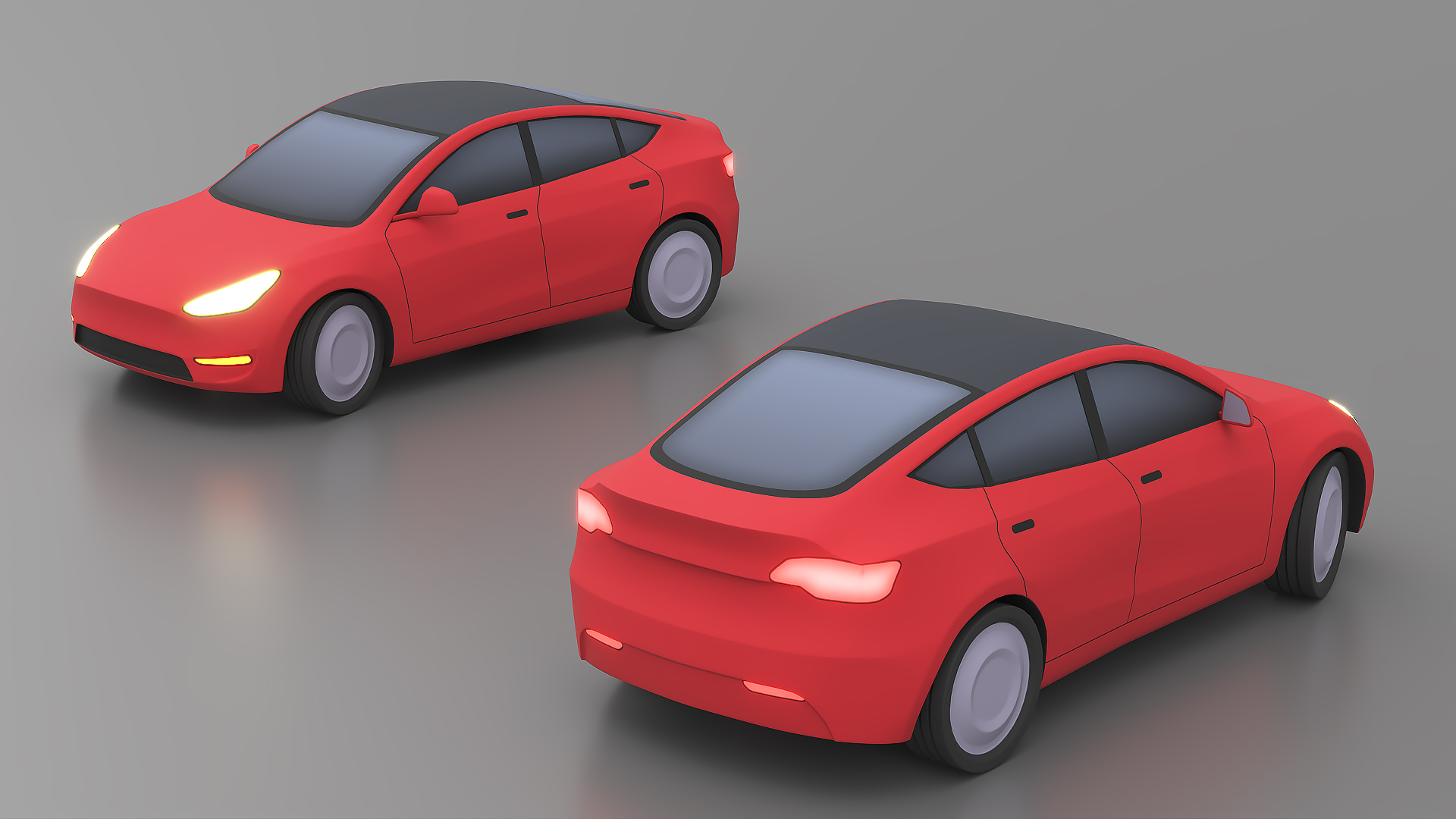 Stylized Tesla Model Y Rigged 3D model