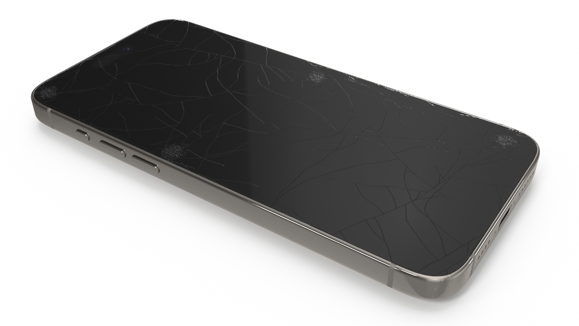 Natural Titanium IPhone 15 Pro Max Broken Glass 3D