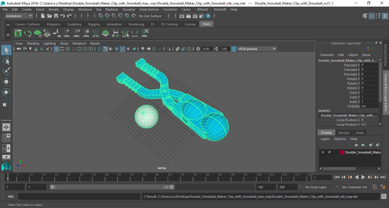 3D model Double Snowball Maker Clip with Snowball