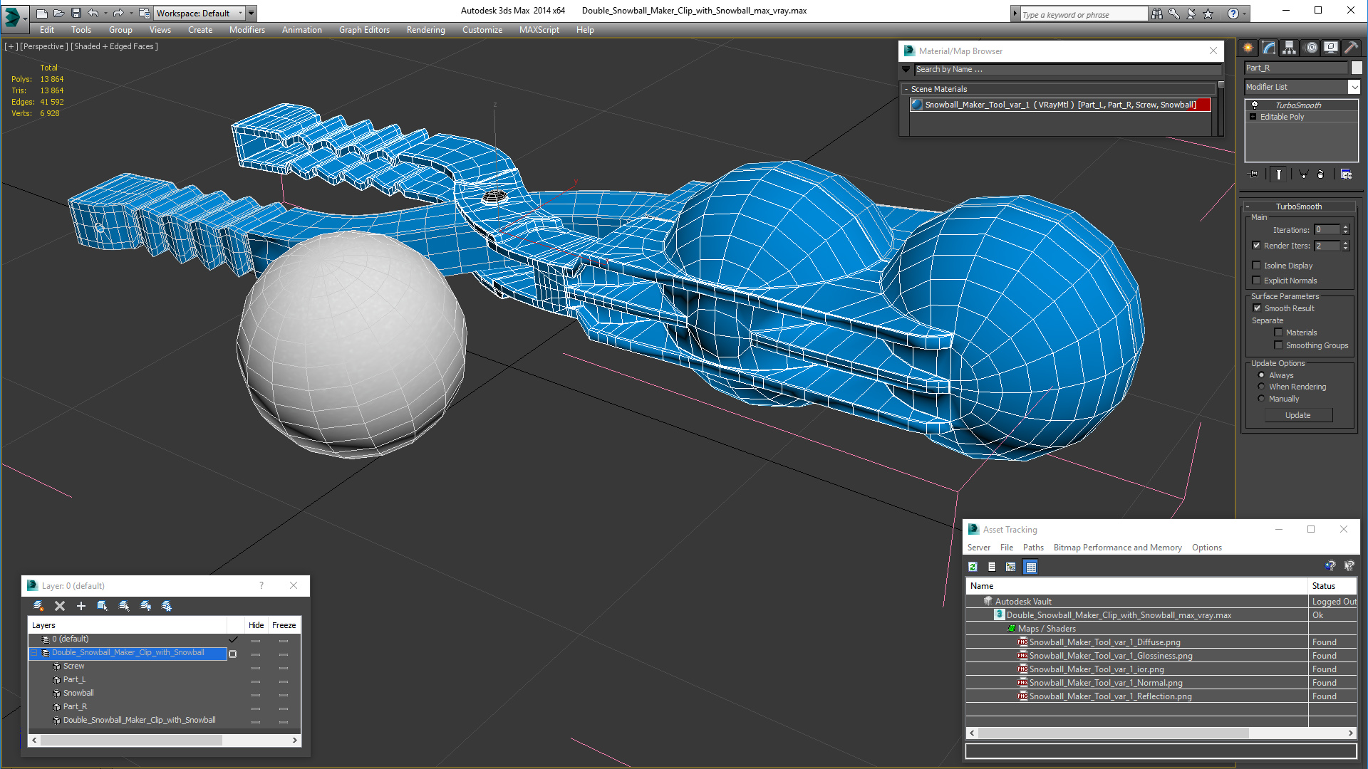 3D model Double Snowball Maker Clip with Snowball