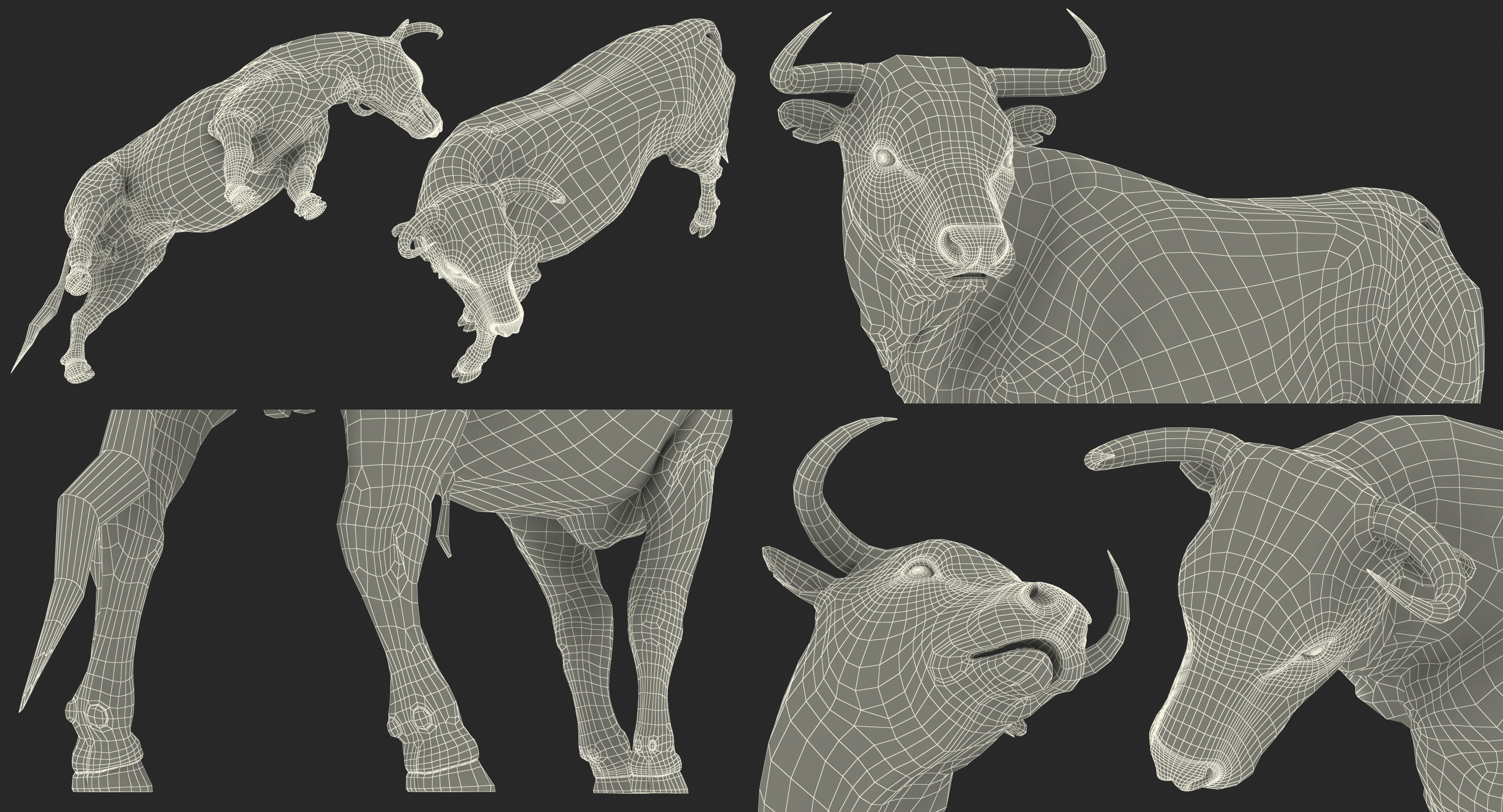 Bull Standing Pose with Fur 3D