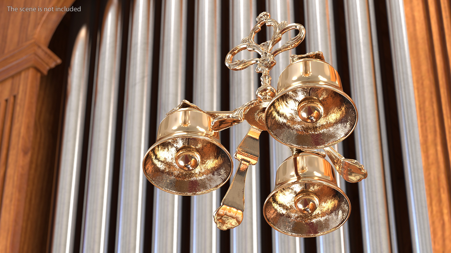 Three Sound Golden Plated Handbell 3D model