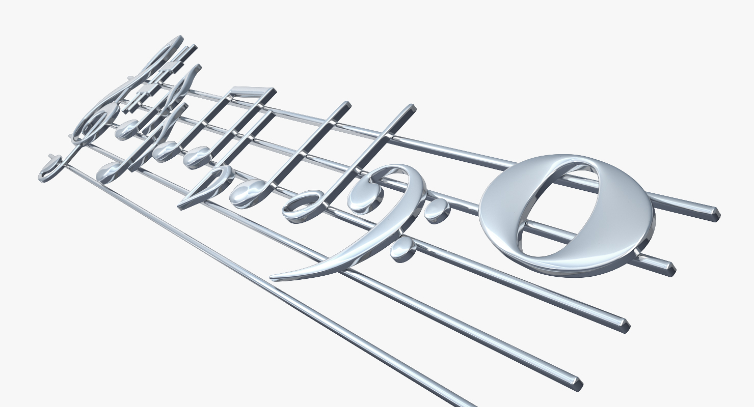 3D Silver Music Stave and Notes model