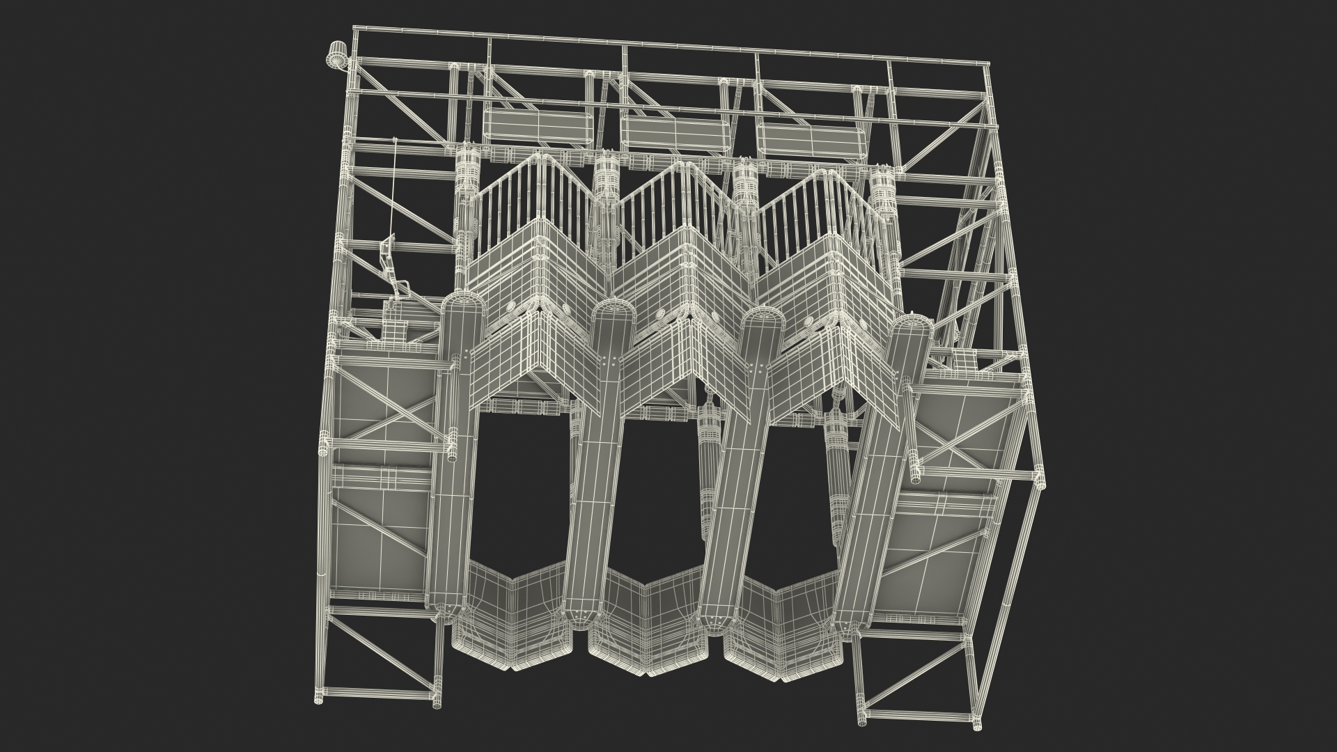 3D model Horse Starting Gates for 3 Places Rigged