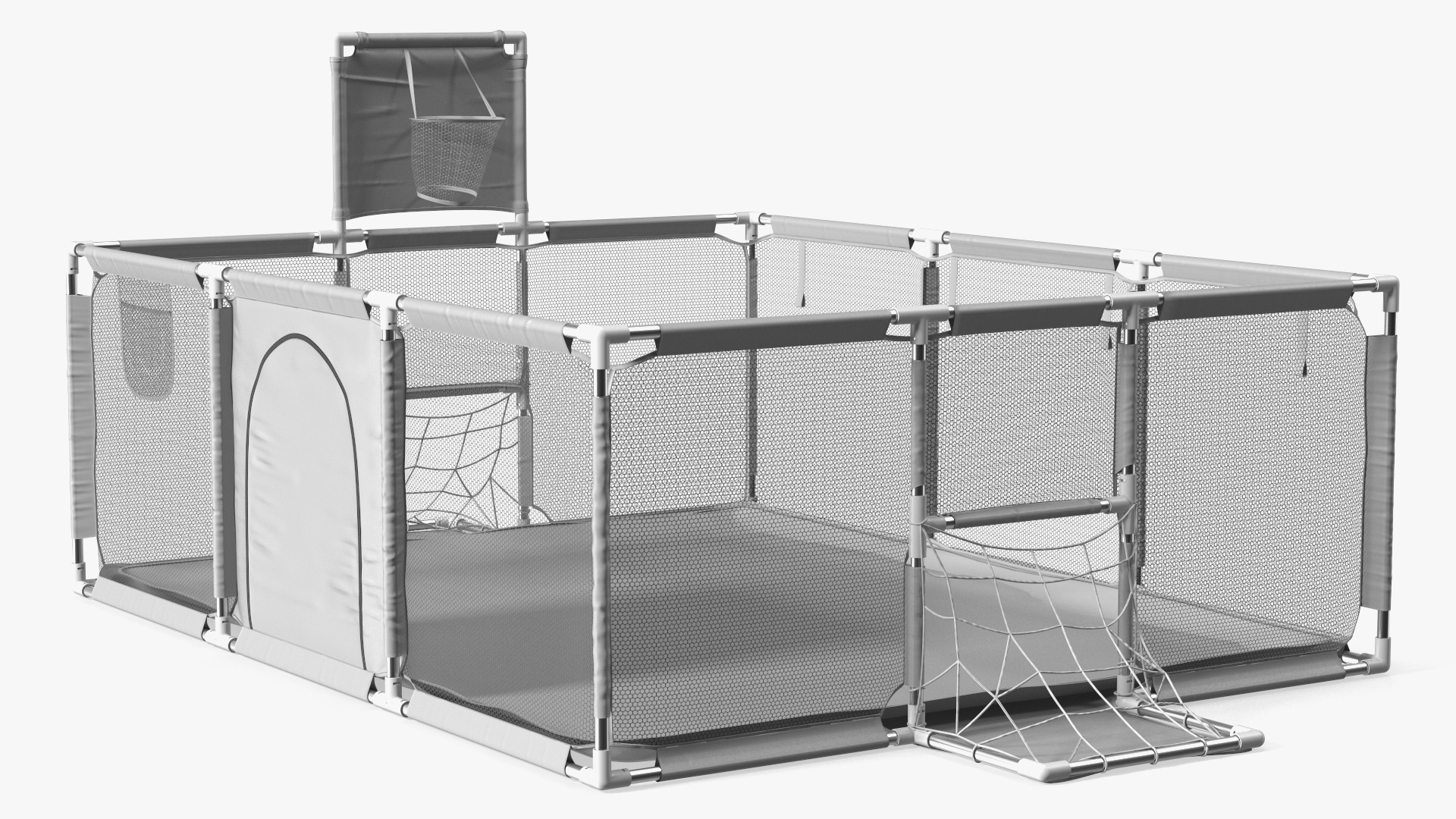 3D Grey Large Baby Playpen model