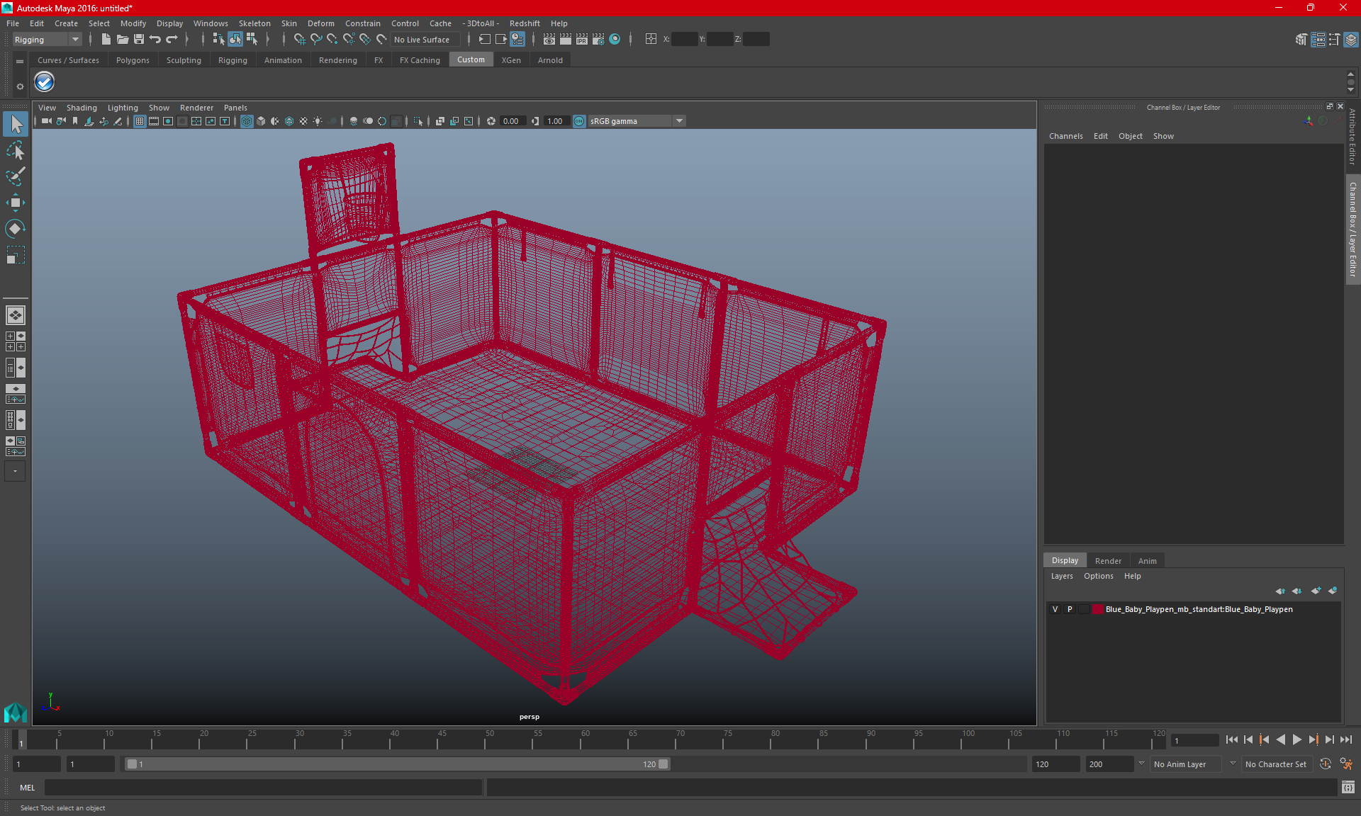 3D Grey Large Baby Playpen model