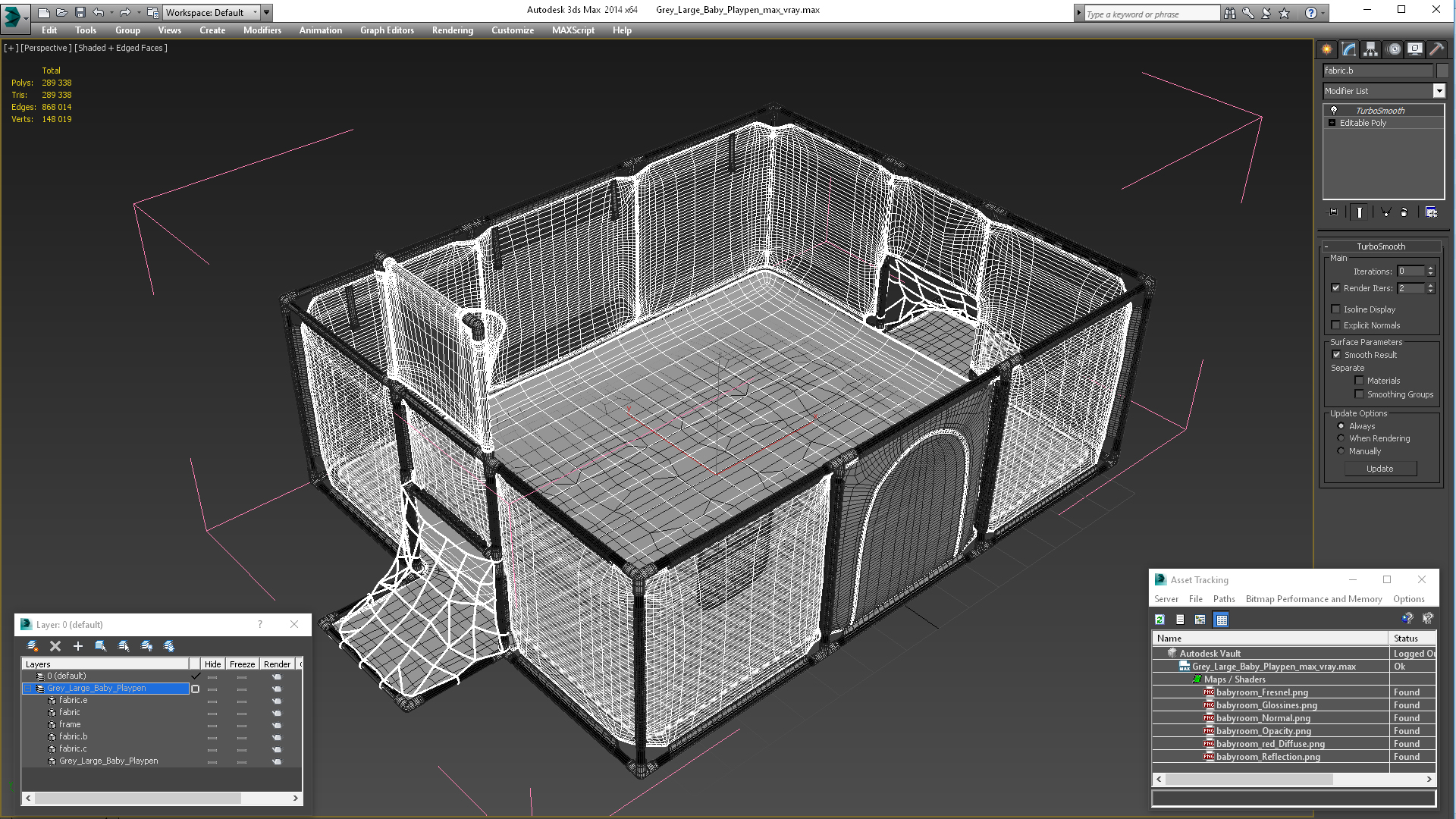 3D Grey Large Baby Playpen model