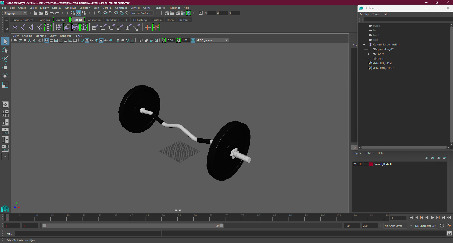 Curved Barbell 3D model