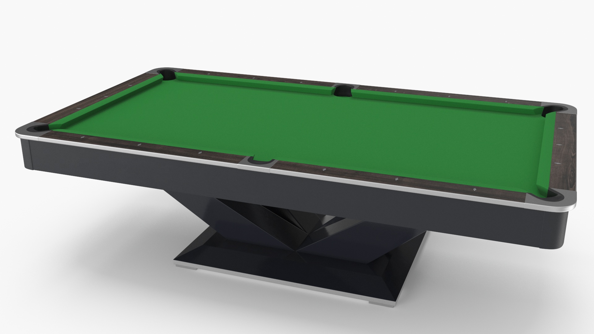 Professional American Pool Table Green with Balls and Cue 3D