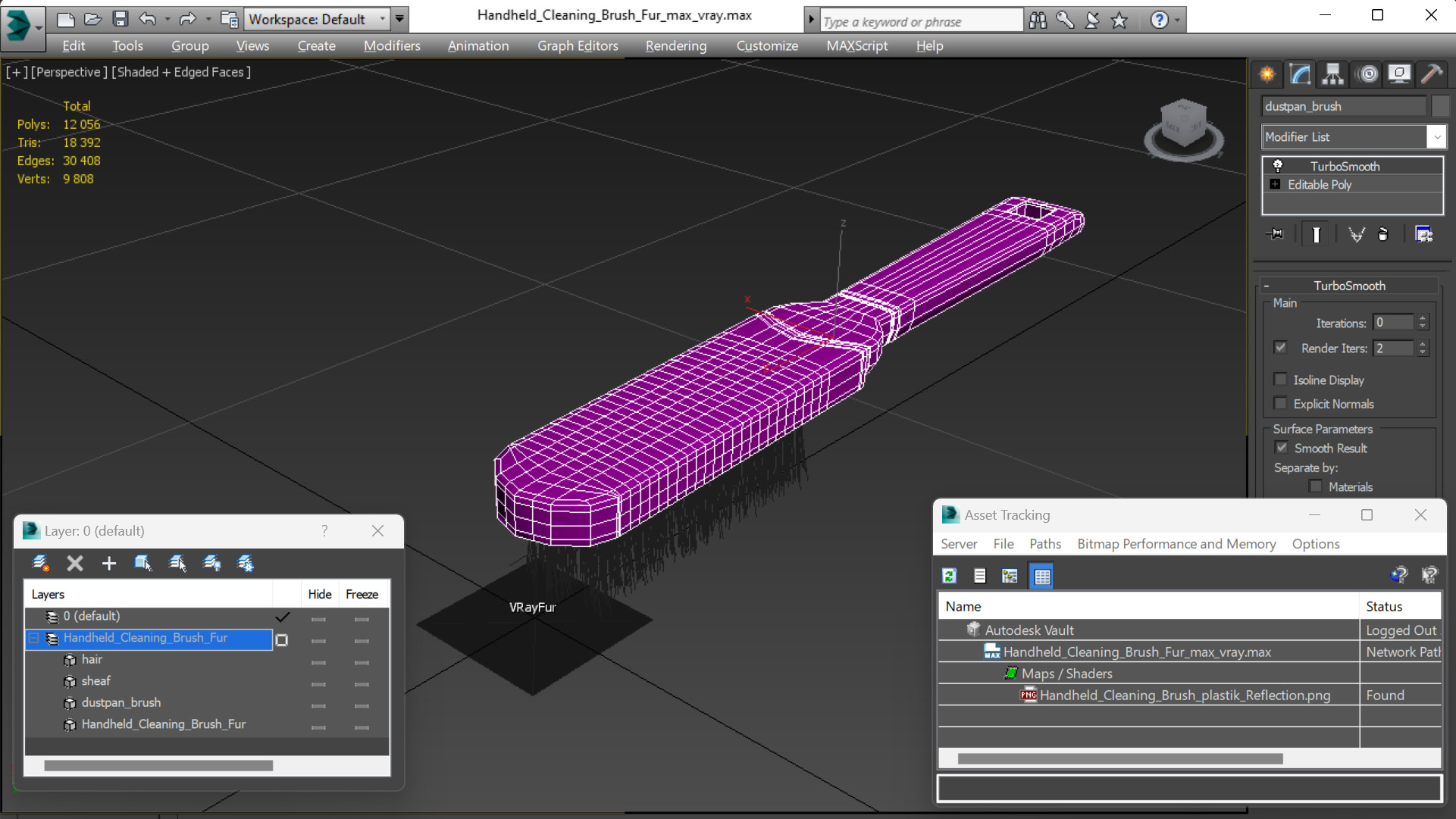 Handheld Cleaning Brush Fur 3D