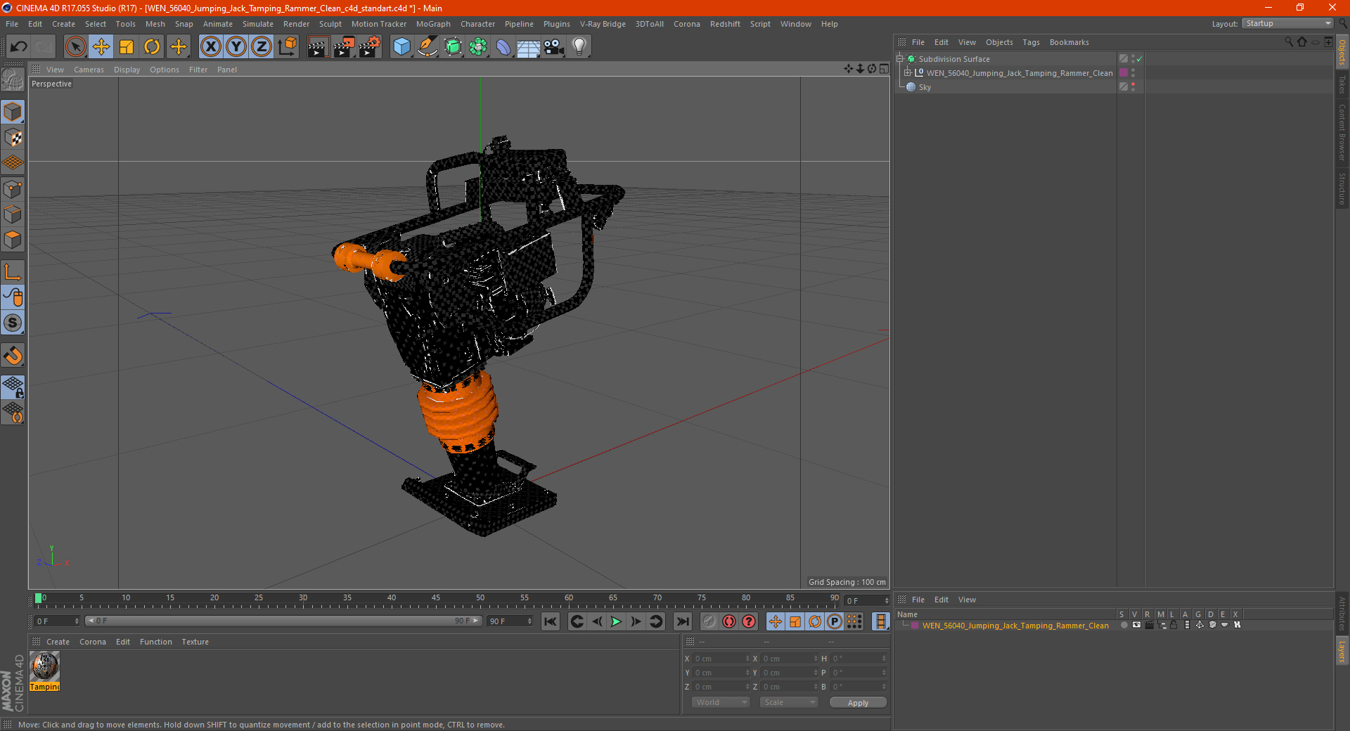 3D WEN 56040 Jumping Jack Tamping Rammer Clean model