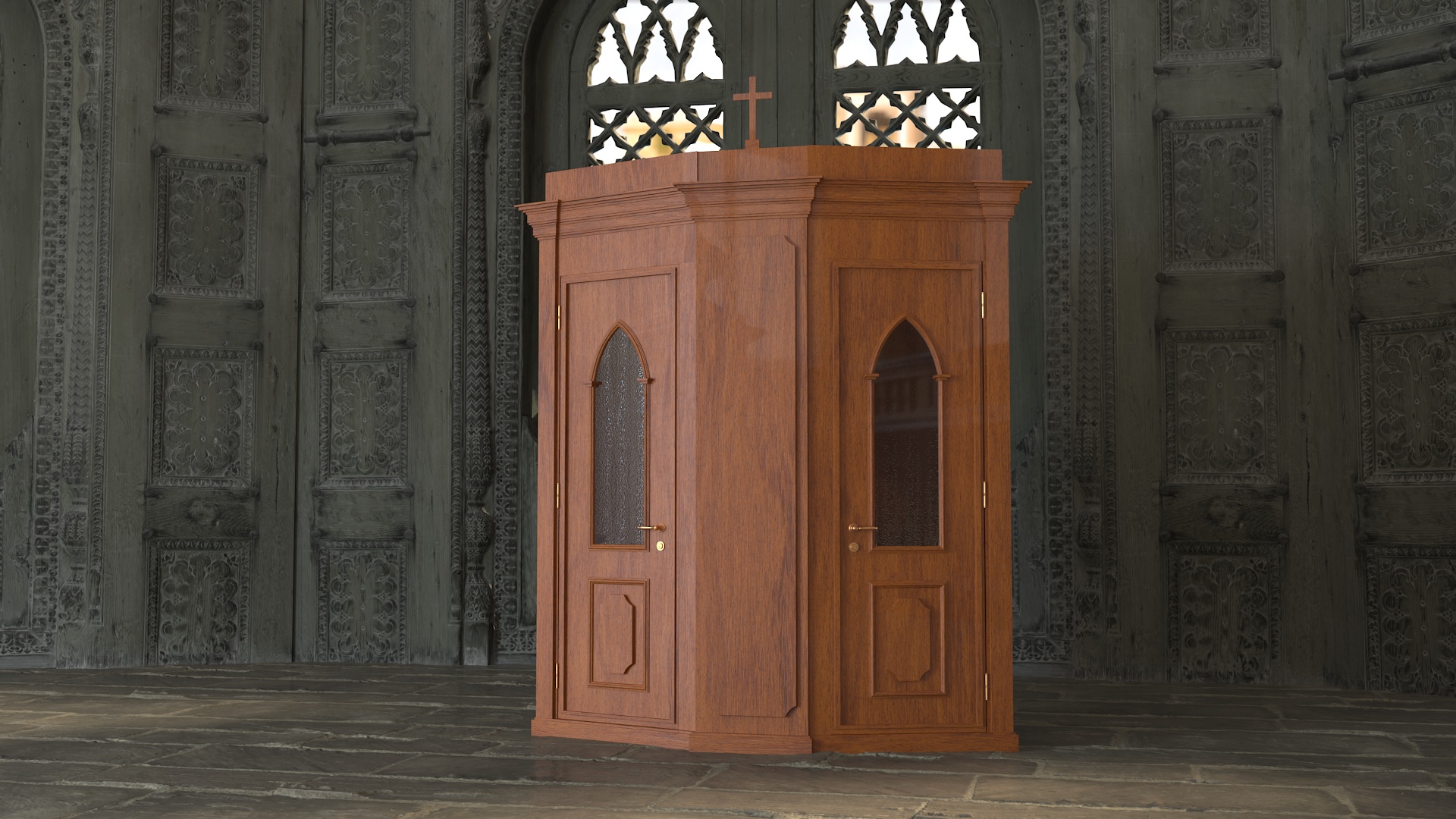 3D model Wooden Confessional Booth