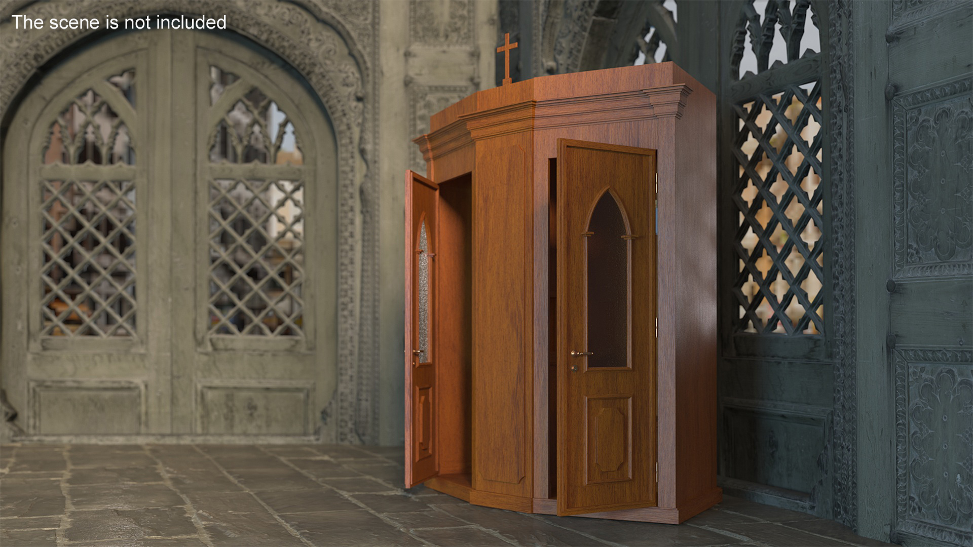 3D model Wooden Confessional Booth