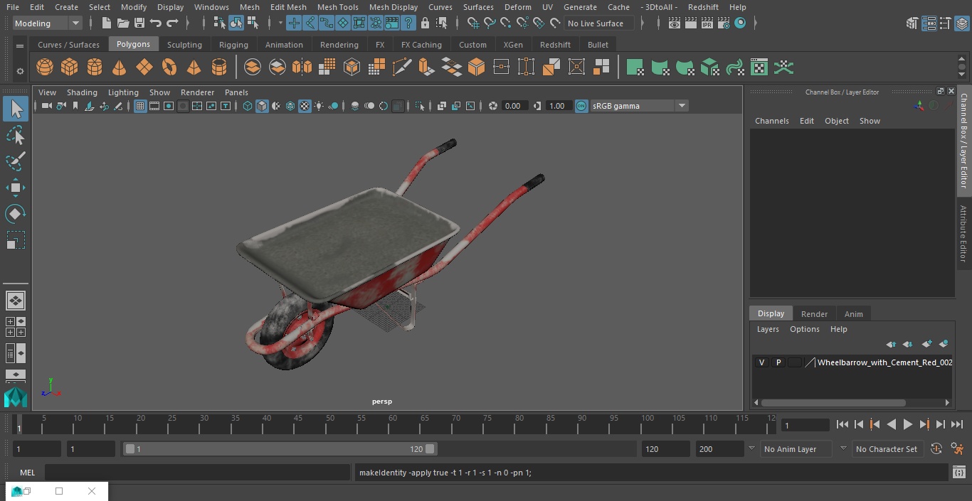 Wheelbarrow with Cement Red 3D