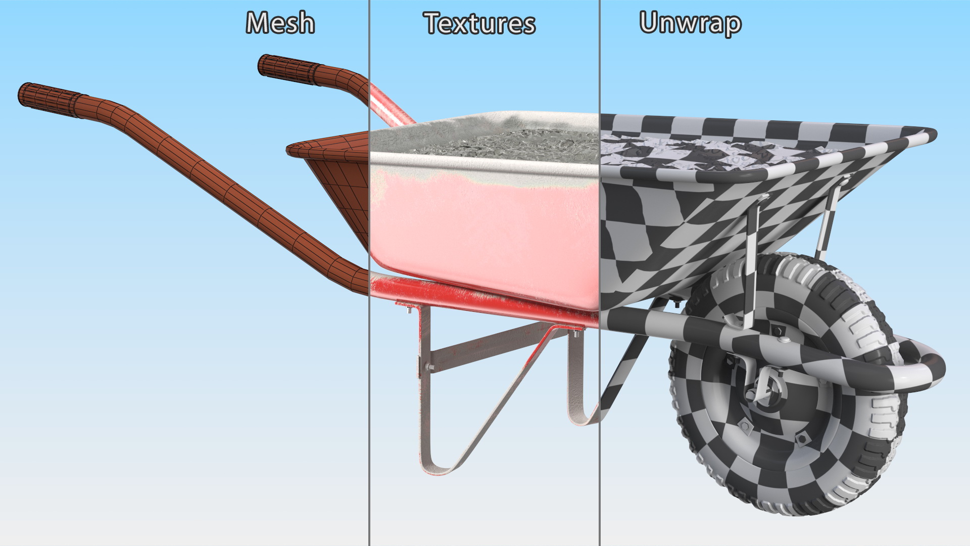 Wheelbarrow with Cement Red 3D